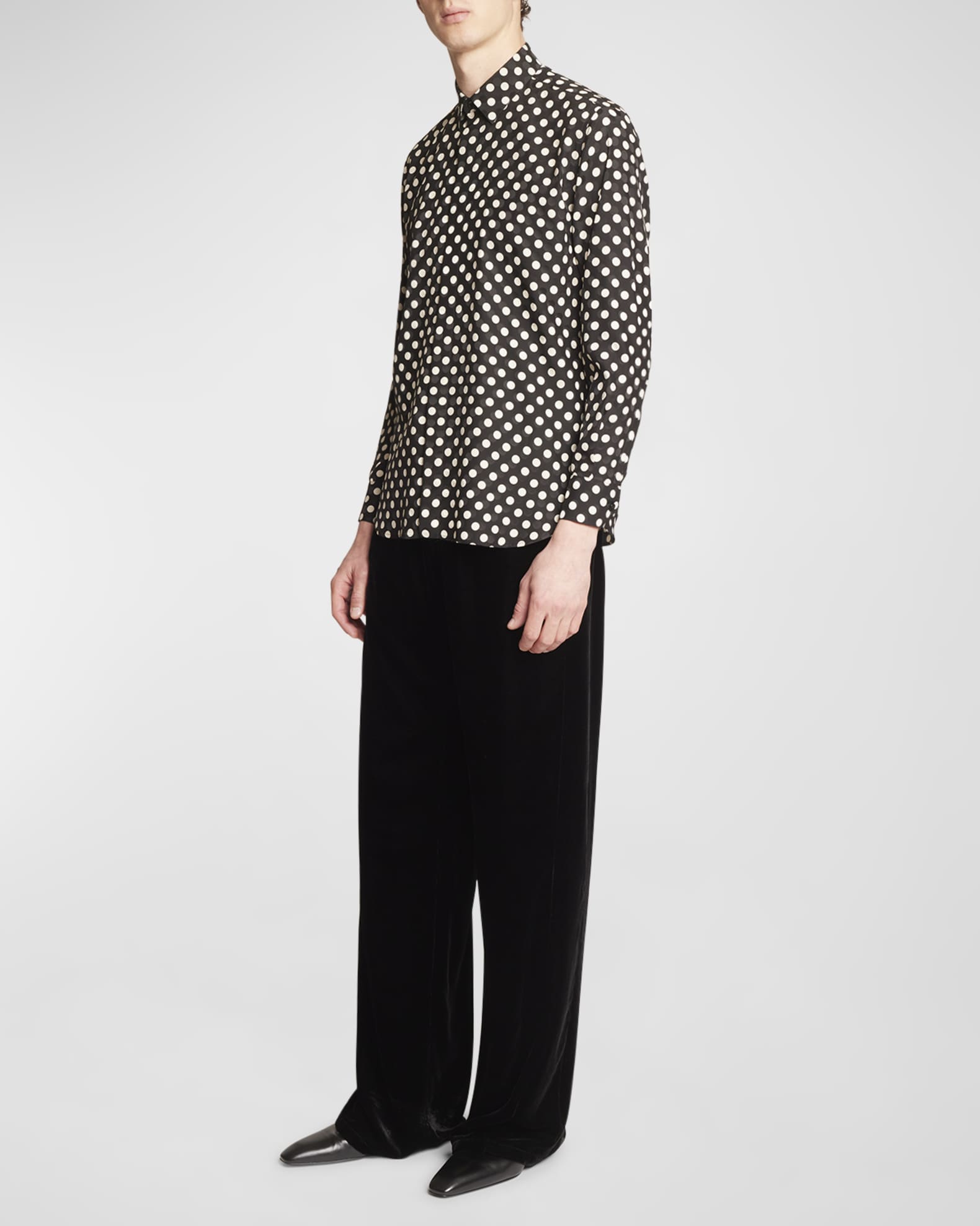 Saint Laurent Men s Polka Dot Silk Sport Shirt Neiman Marcus