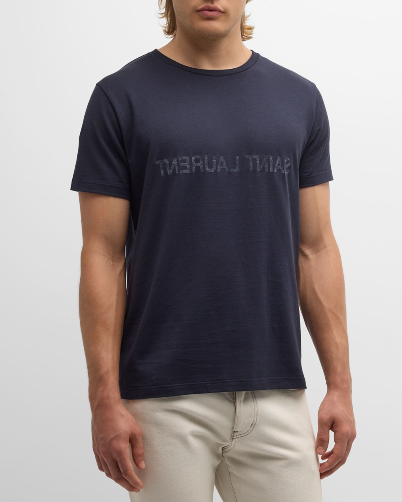 2024 お歳暮【公式】 - 人気ブランド Saint Laurent Men's Reversed Logo T-Shirt | Neiman Marcus トップス