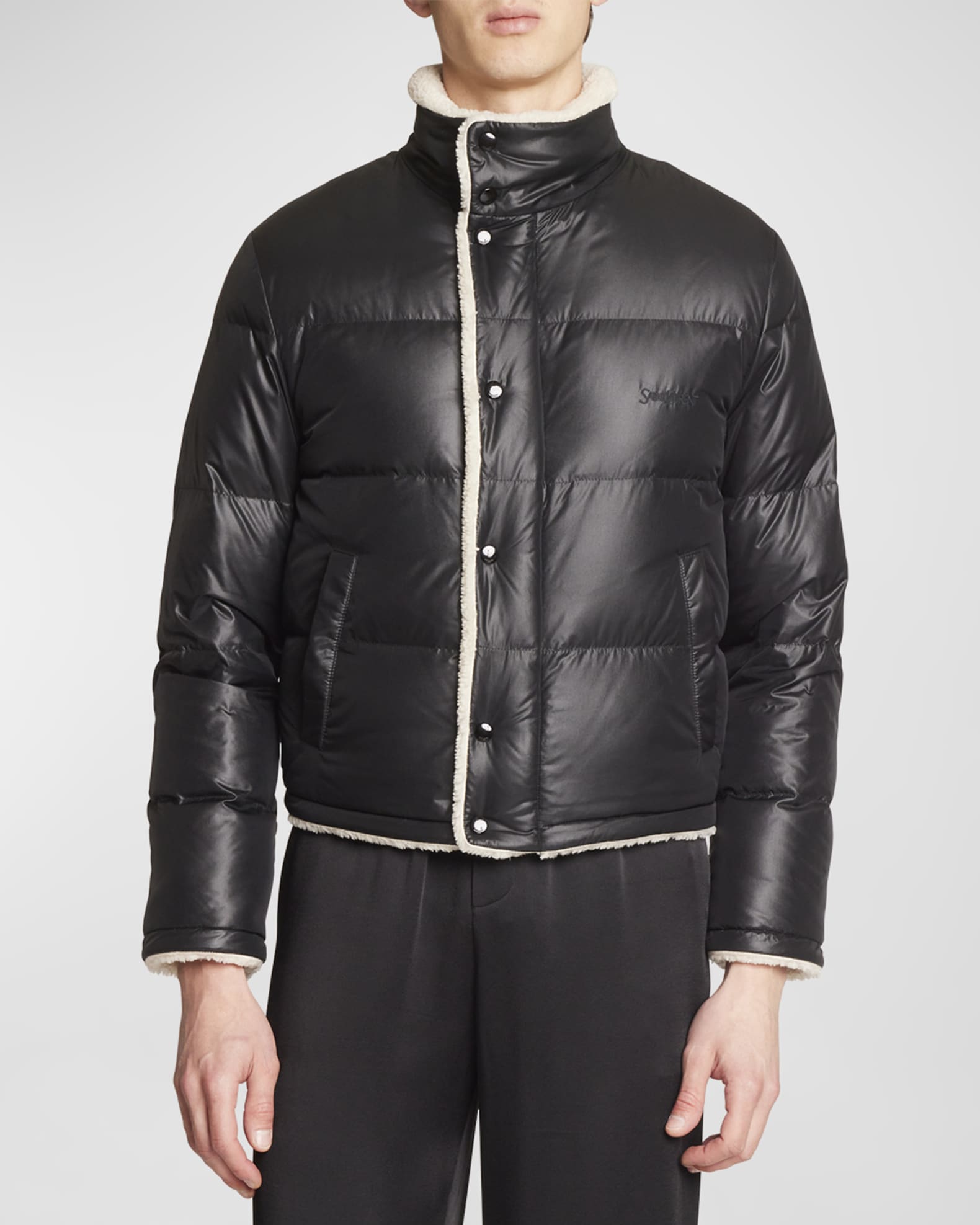 【関税&送料込】Saint Laurent Padded Biker Jacket In Nappa SAINT LAURENT padded biker jacket in nappa - Black