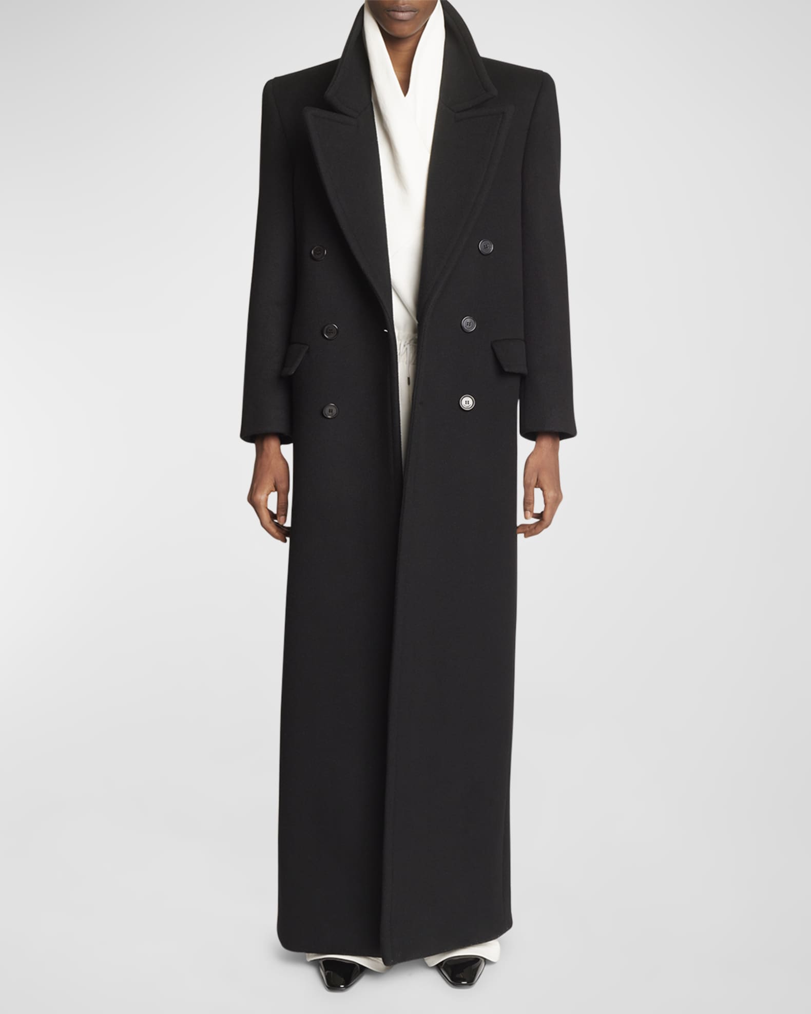 Saint Laurent Men's DoubleBreasted Long Coat Neiman Marcus