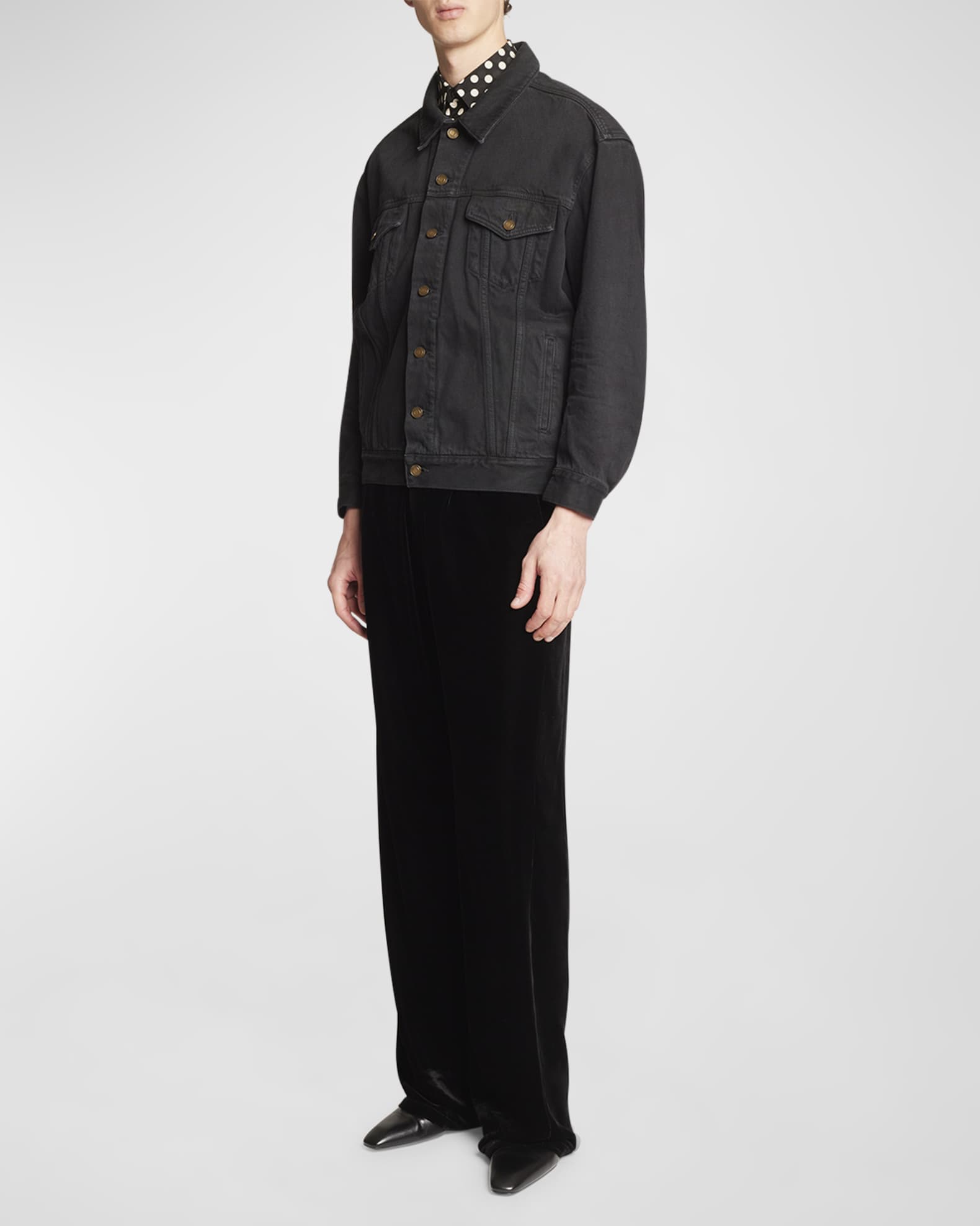 Saint laurent denim jacket black top