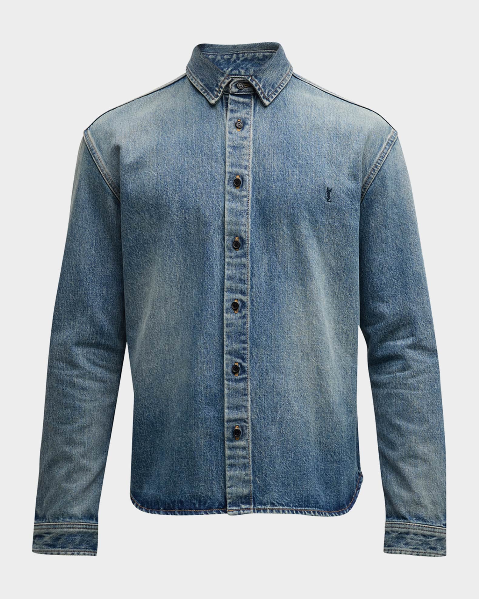 Saint Laurent Men s Denim Shirt Neiman Marcus