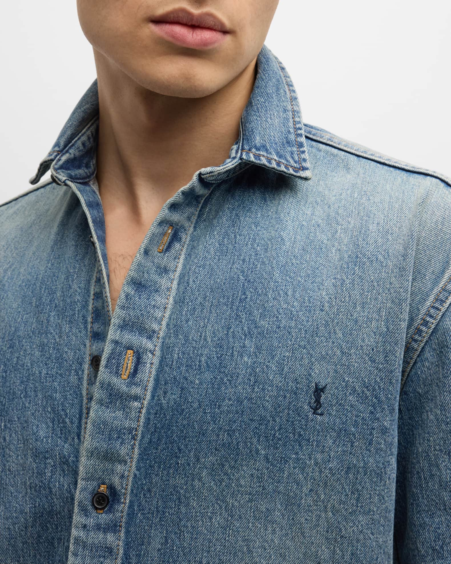 Saint Laurent Men's Denim Shirt | Neiman Marcus
