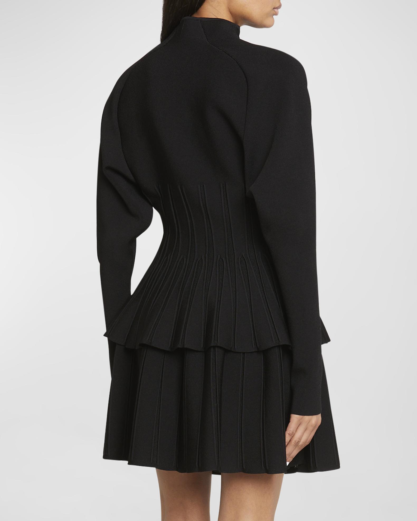 Balmain V-Neck Ribbed Peplum Basque Cardigan | Neiman Marcus
