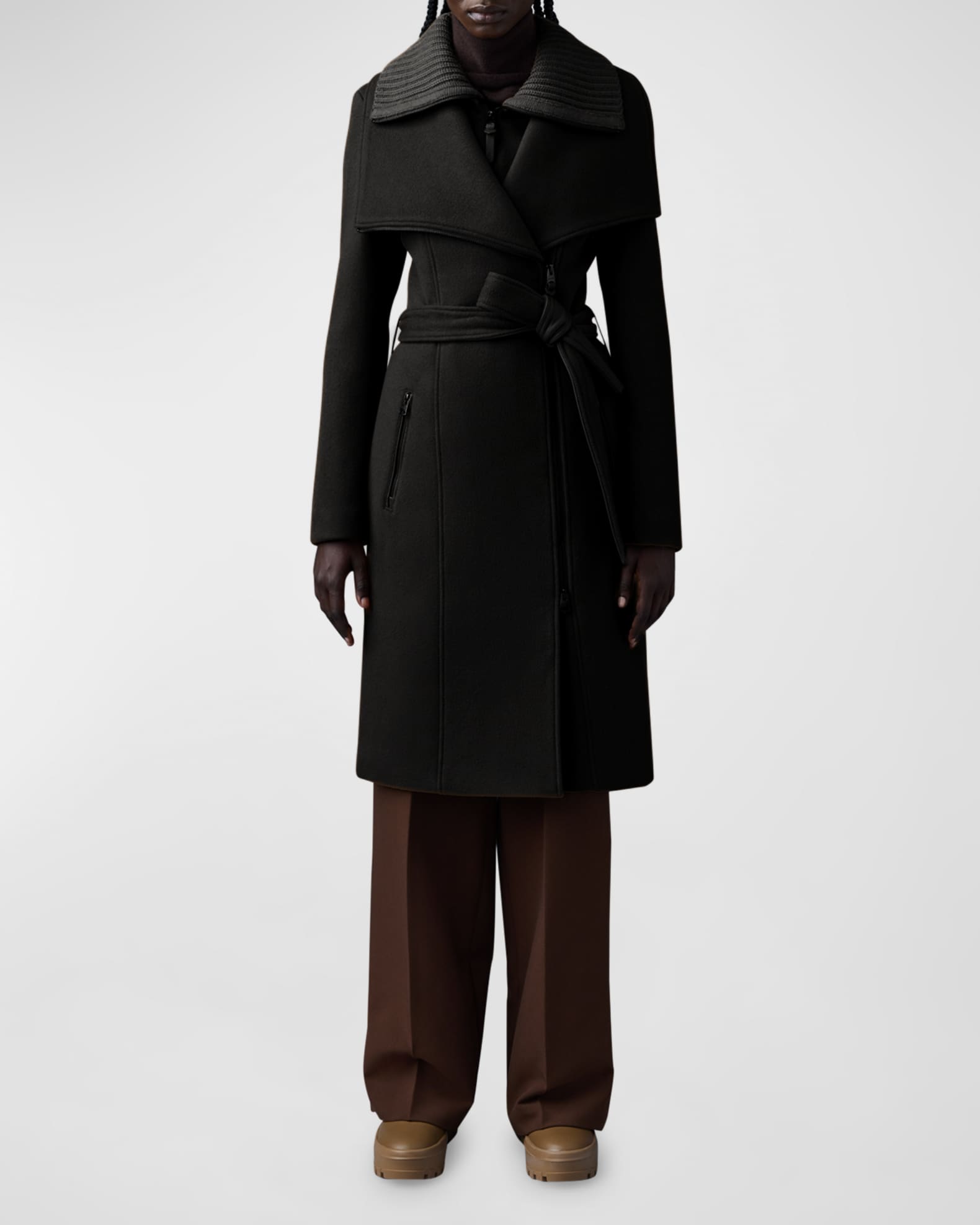 Mackage nori belted wide lapel coat clearance