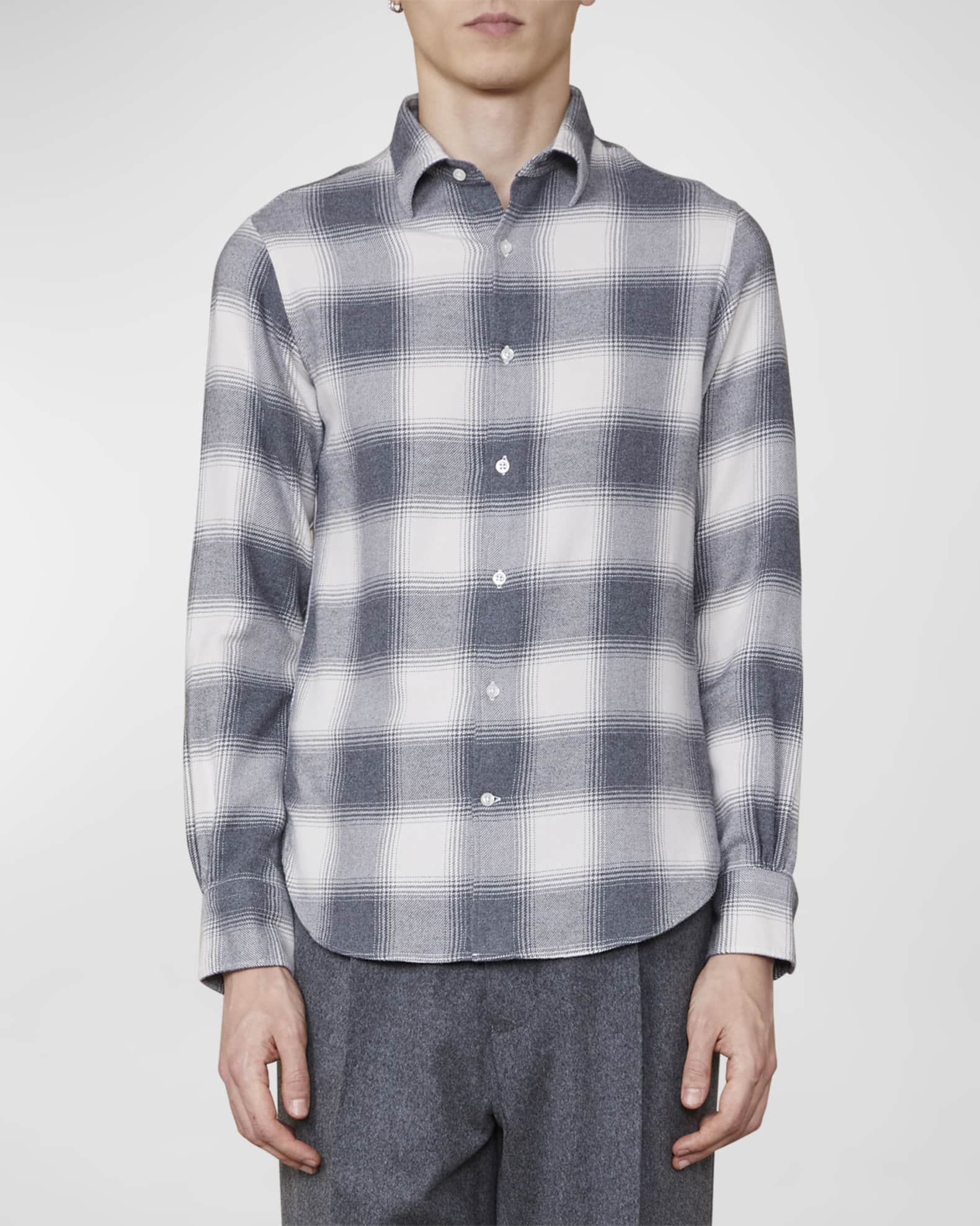 Officine Generale Men's Giacomo Shadow Plaid Shirt | Neiman Marcus