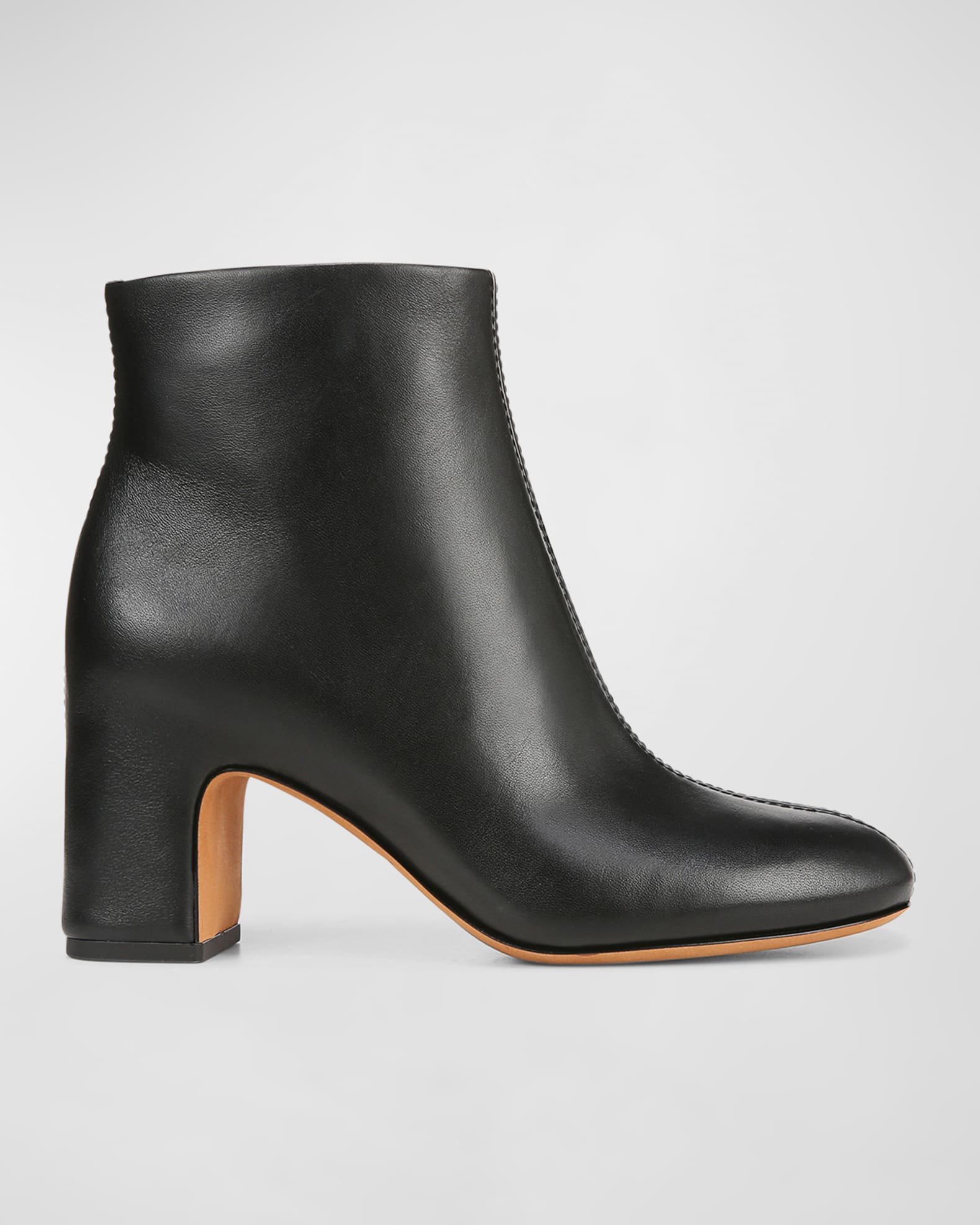 Vince Terri Leather Block-Heel Booties | Neiman Marcus