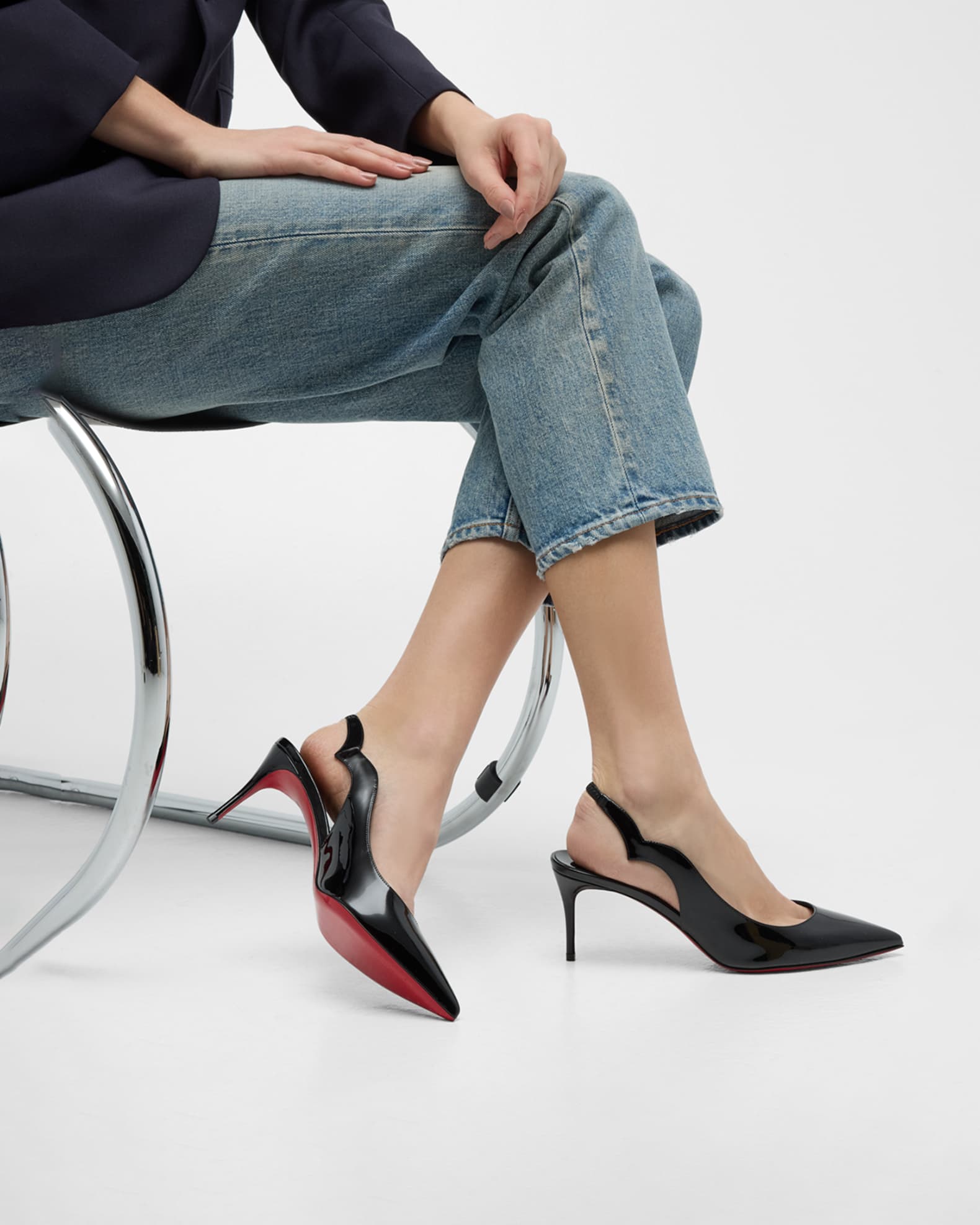 Red bottom slingbacks top