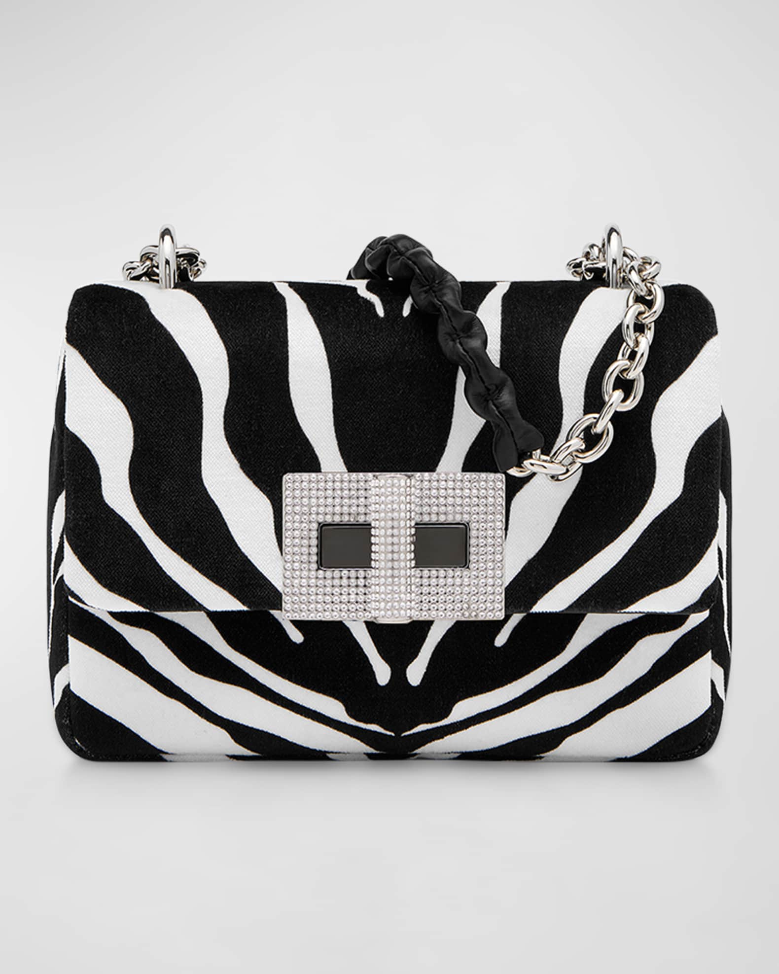 TOM FORD Natalia Small Zebra-Print Velvet Shoulder Bag | Neiman Marcus