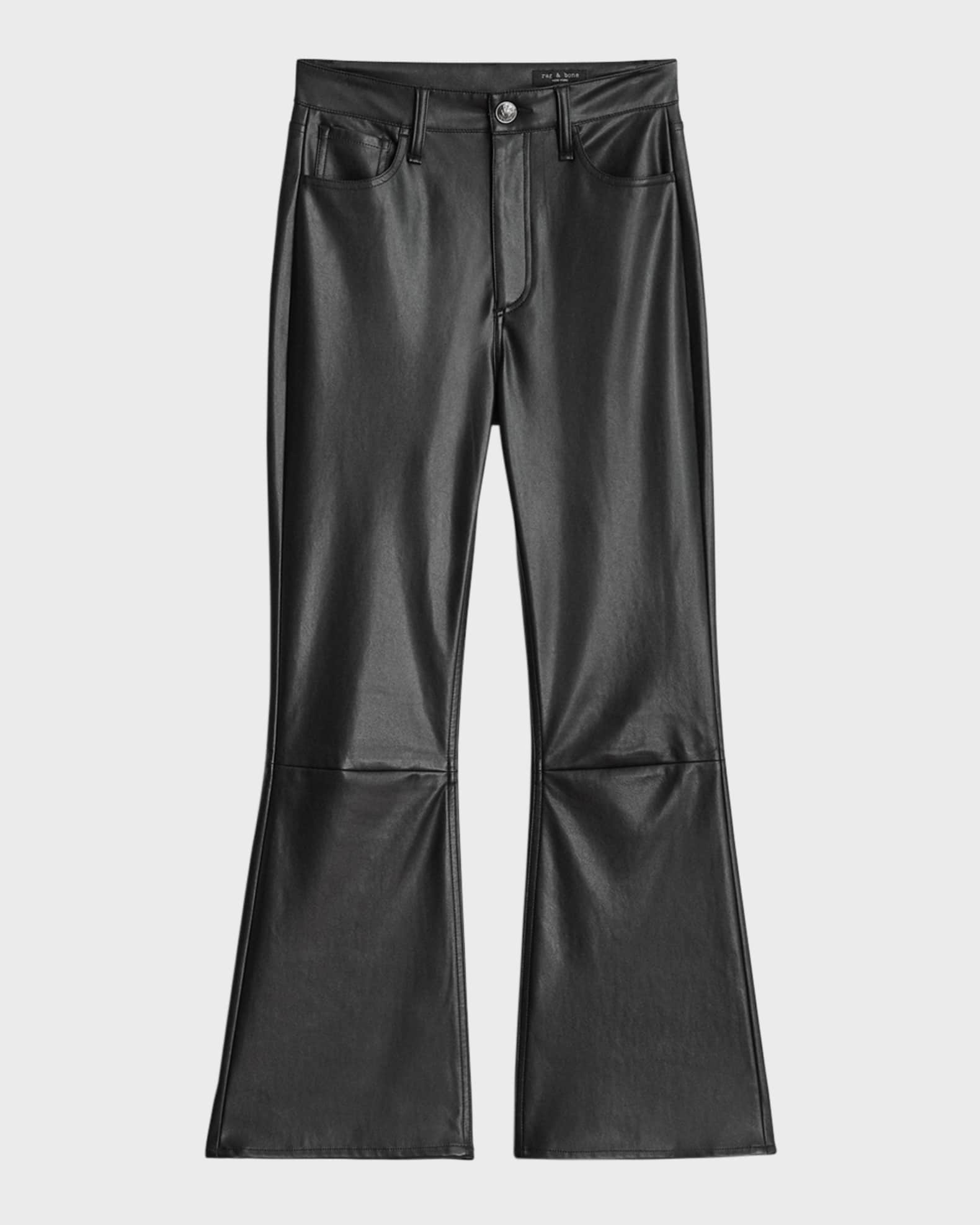 Rag & Bone Casey Faux-Leather Crop Flare Pants | Neiman Marcus
