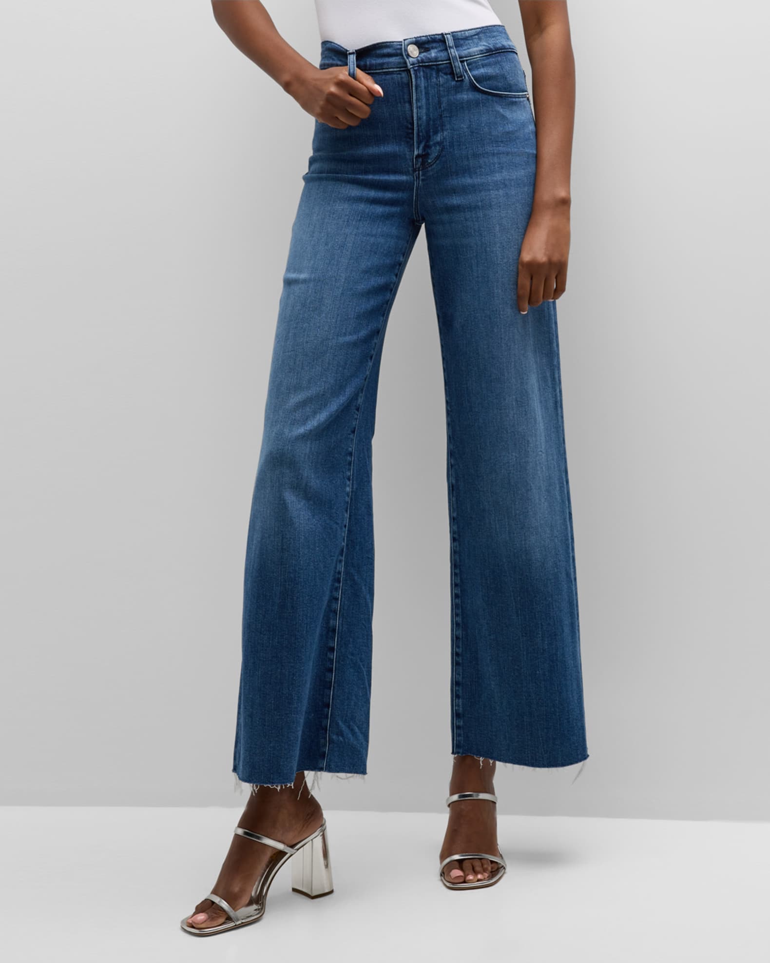 FRAME Le Slim Palazzo Raw After Cropped Jeans | Neiman Marcus