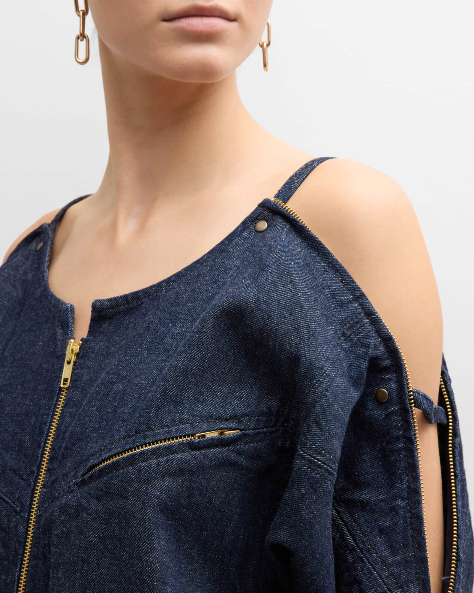 Vintage Black Zip-Front Denim Jacket - L main image 0