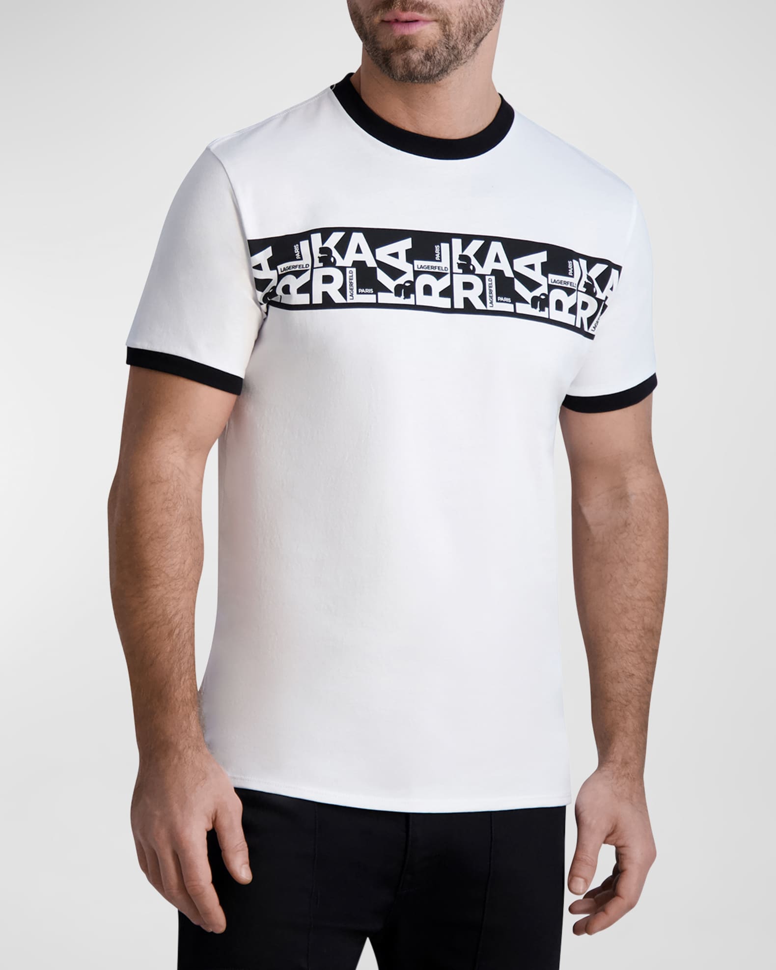 Karl Lagerfeld Paris Allover Logo Organic Cotton T-Shirt in Black
