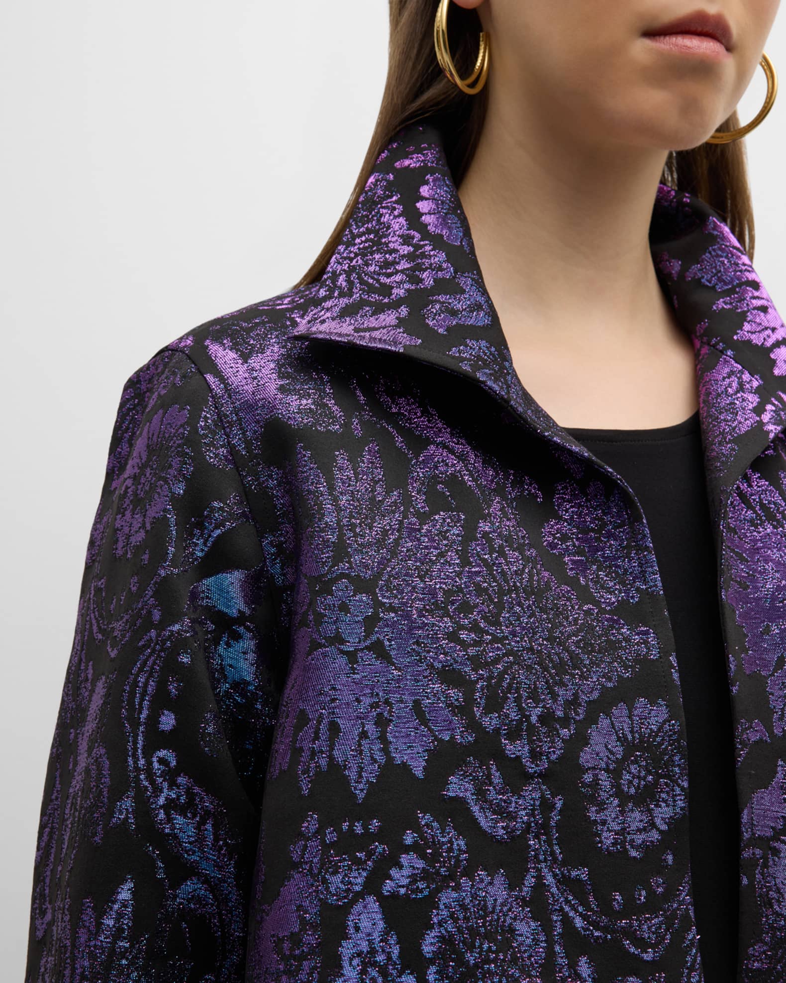 Caroline Rose Midnight Radiance Floral Jacquard Jacket | Neiman Marcus
