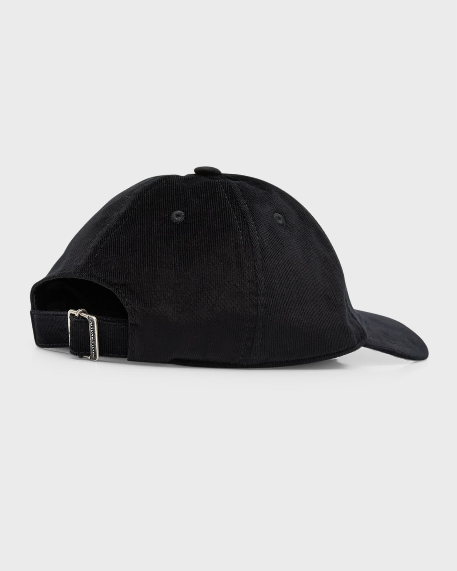 Saint Laurent Men's 6-Panel Corduroy Logo Baseball Cap