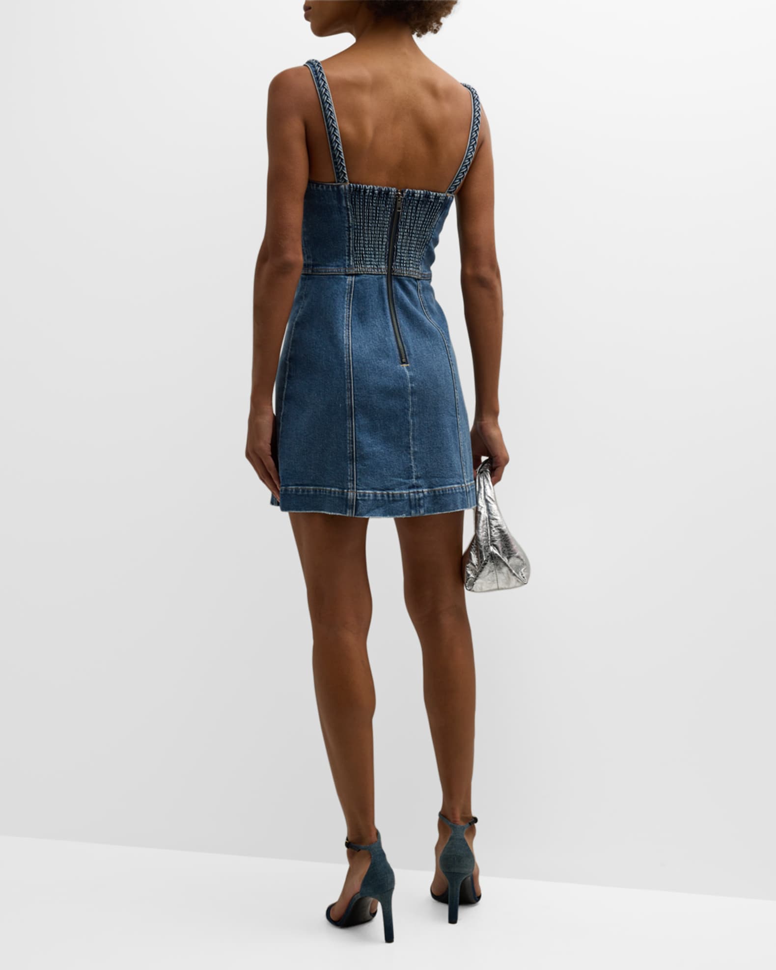 Alice + Olivia Raylene Denim Bustier Mini Dress | Neiman Marcus