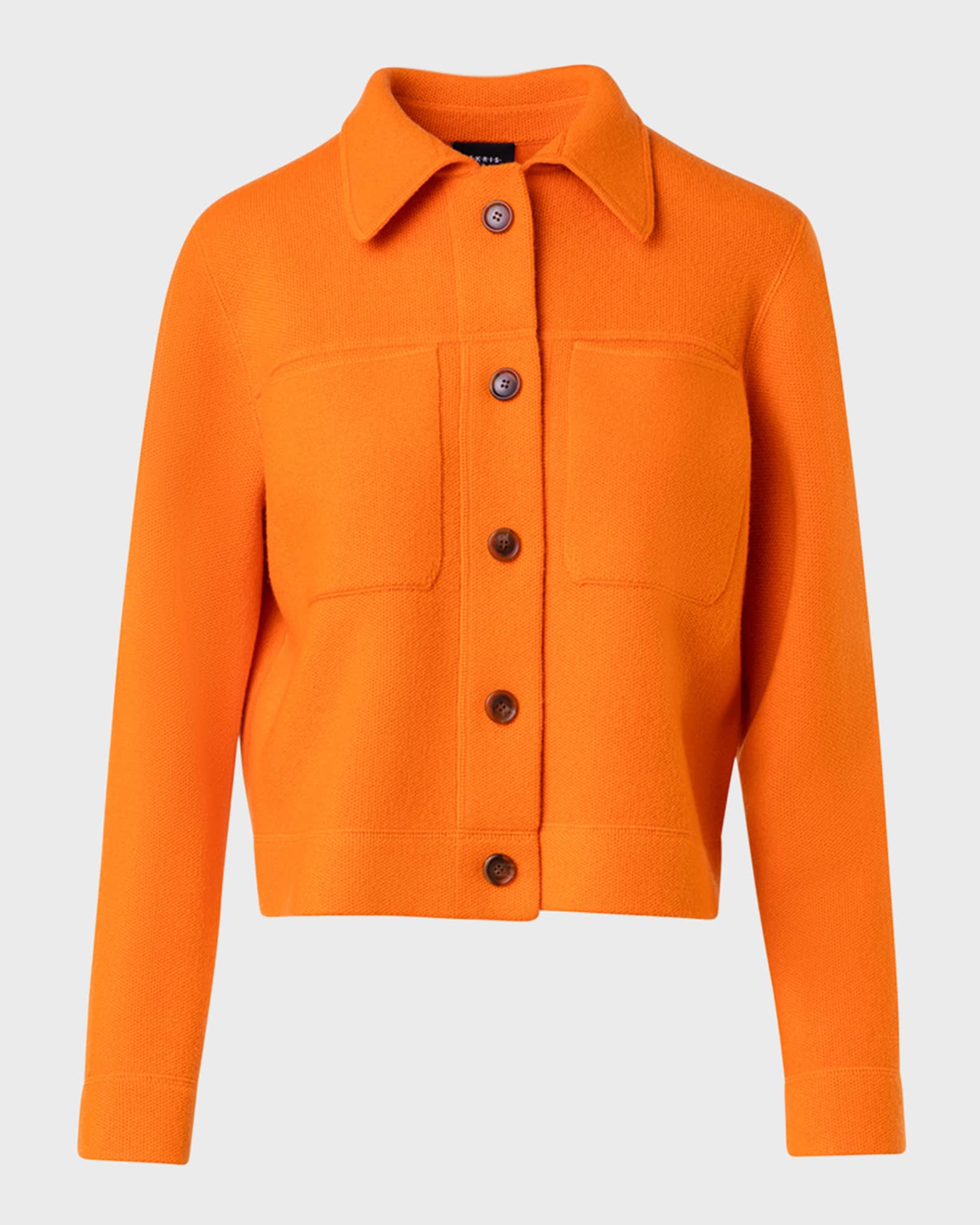 Akris Cashmere Pique Boxy Collared Cardigan Jacket