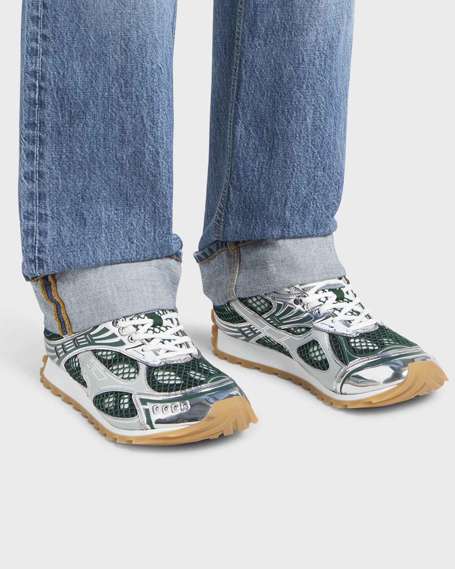 Bottega Veneta Men's Orbit Technical Fishnet Sneakers