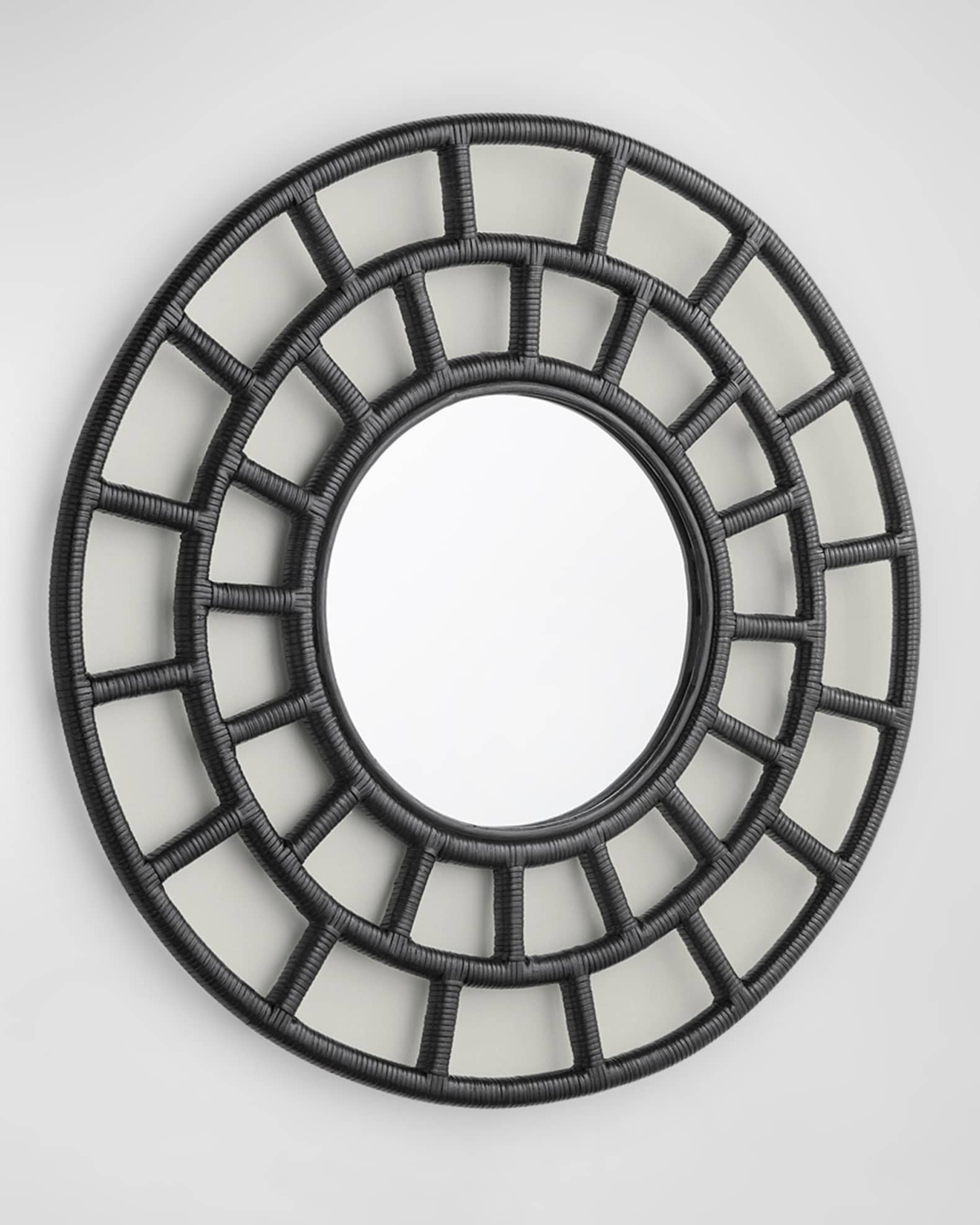 Round Rattan Mirror, 35" Neiman Marcus