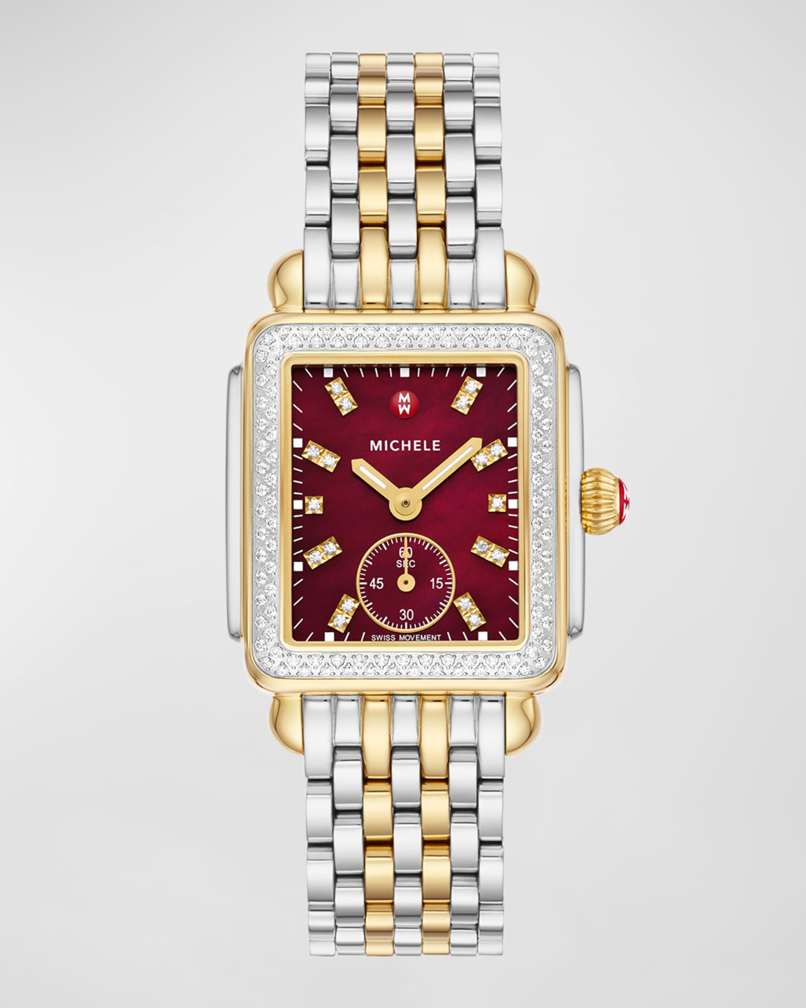 MICHELE Deco Mid Two Tone 18K Gold Plated Diamond Watch Neiman
