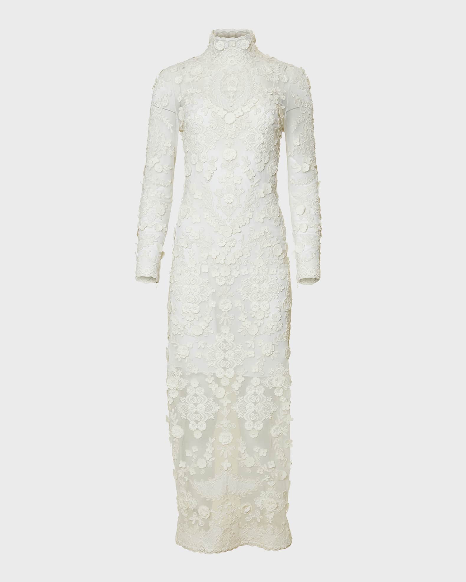 Carolina Herrera Embellished Floral Applique Column Gown with Slip