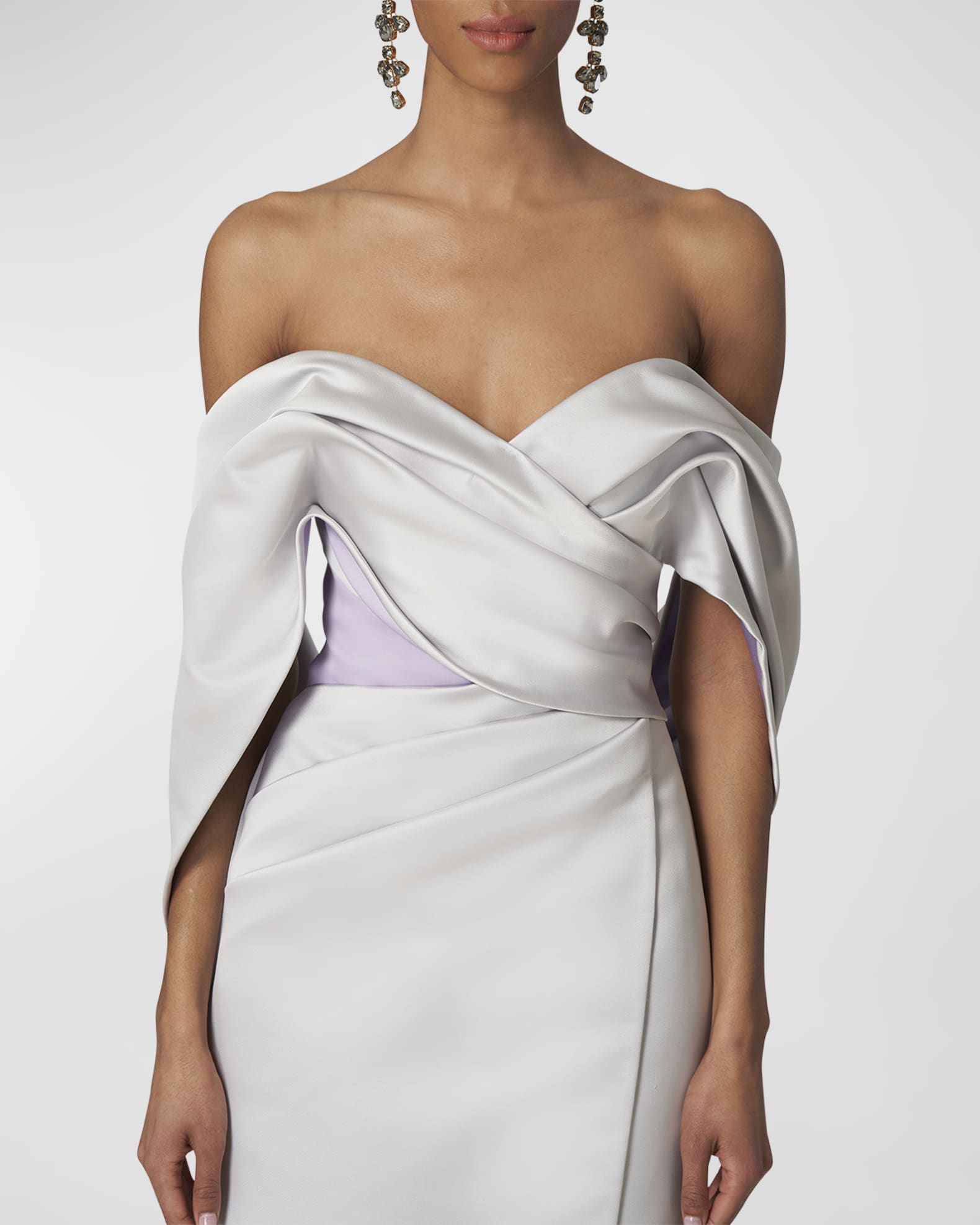 The Chlorophyll off shoulder column gown with signature wave detail main image 1