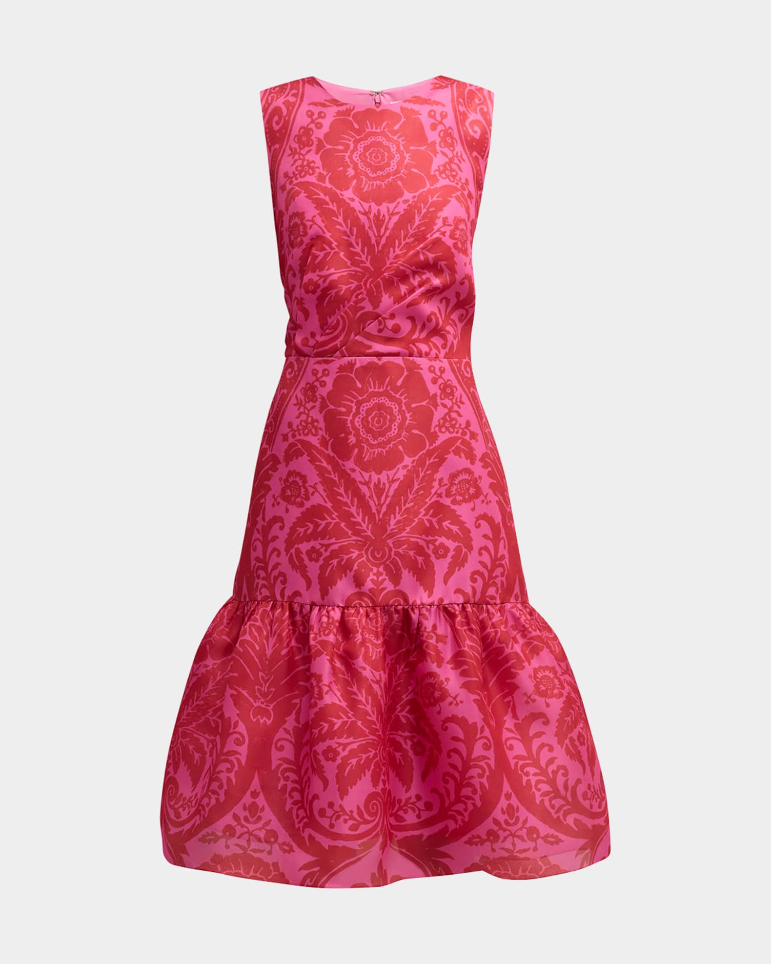 Carolina Herrera Floral Print Dress with Ruffled Tier Hem Neiman Marcus