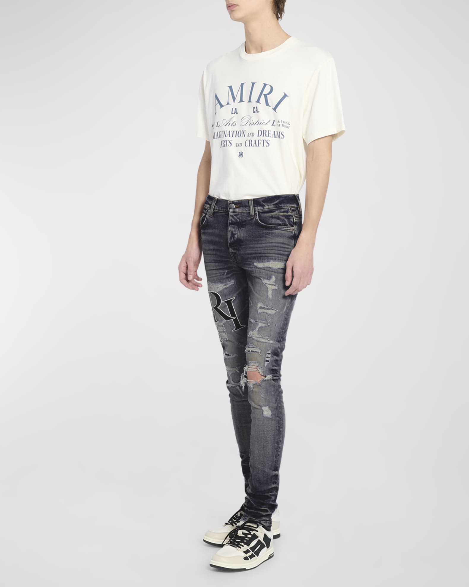 AMIRI, Staggered Logo Distressed Jeans, Men