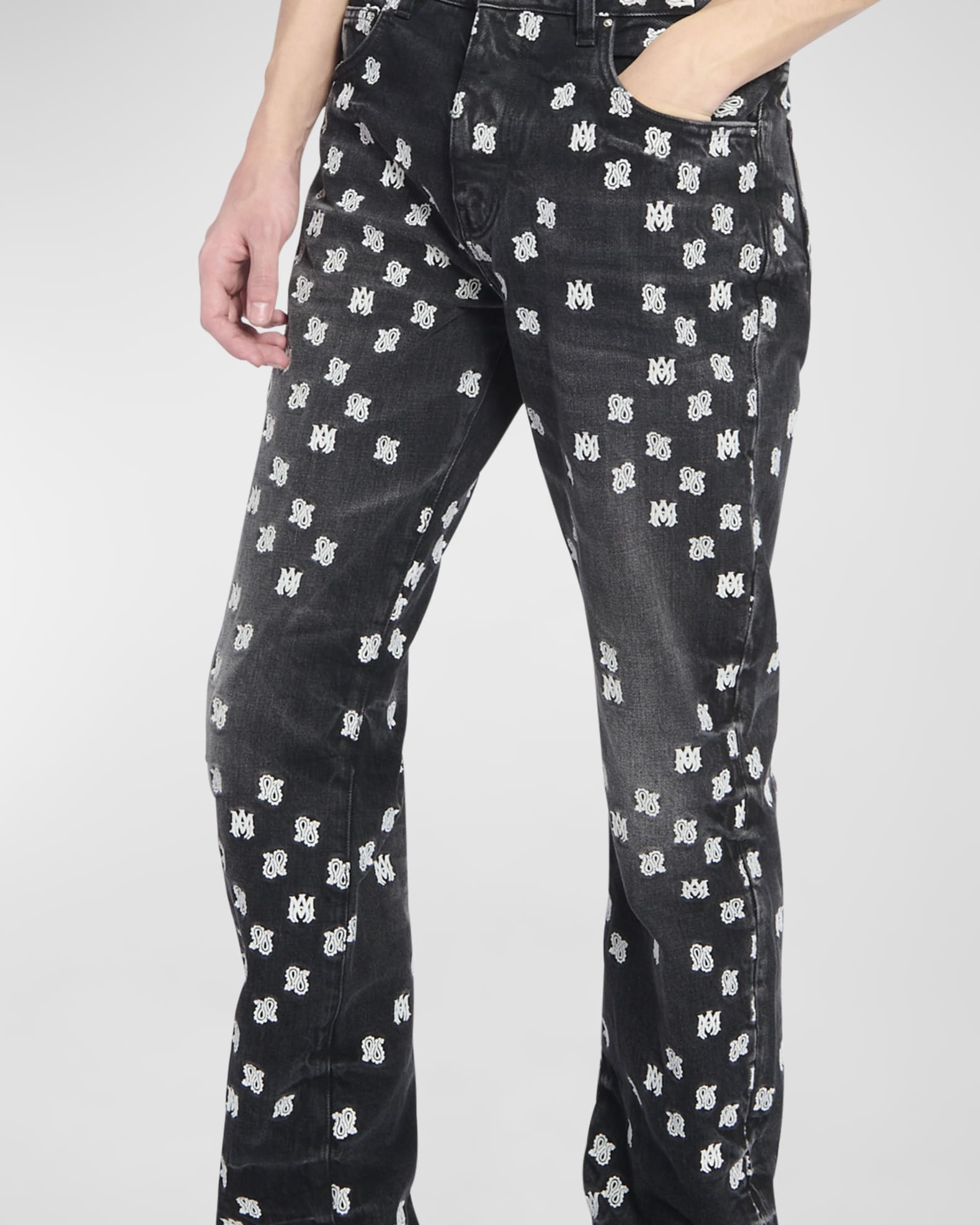 Amiri Men's MA Paisley Embroidered Jeans | Neiman Marcus
