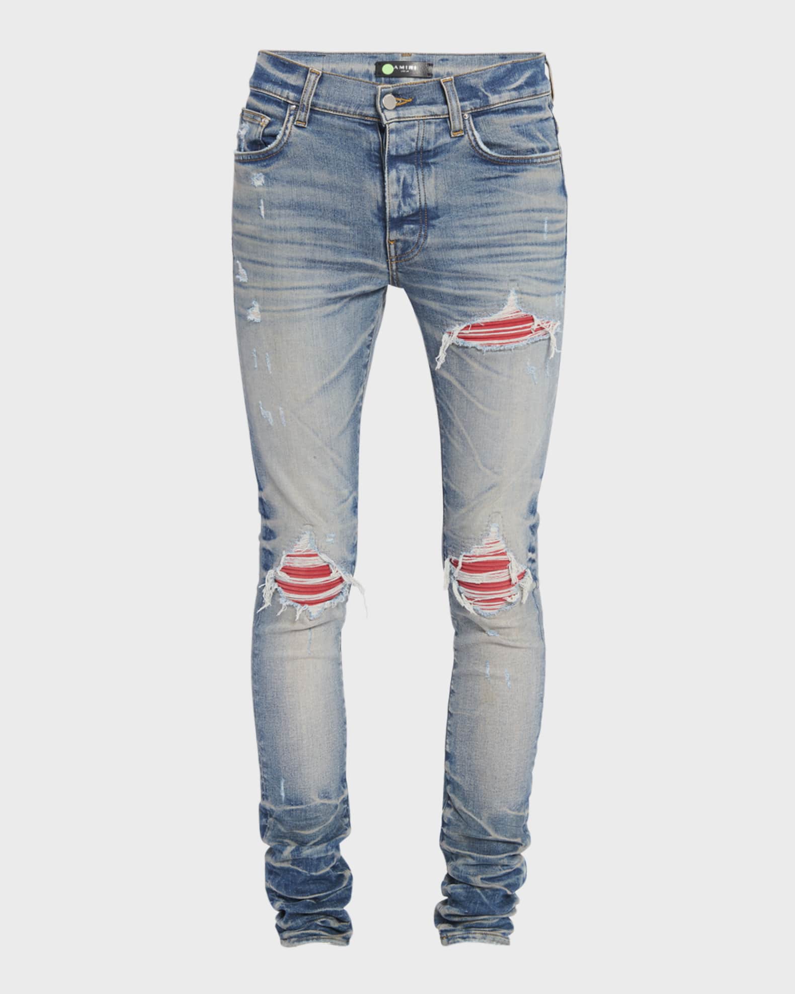Amiri Men's MX1 ContrastPatch Skinny Jeans Neiman Marcus