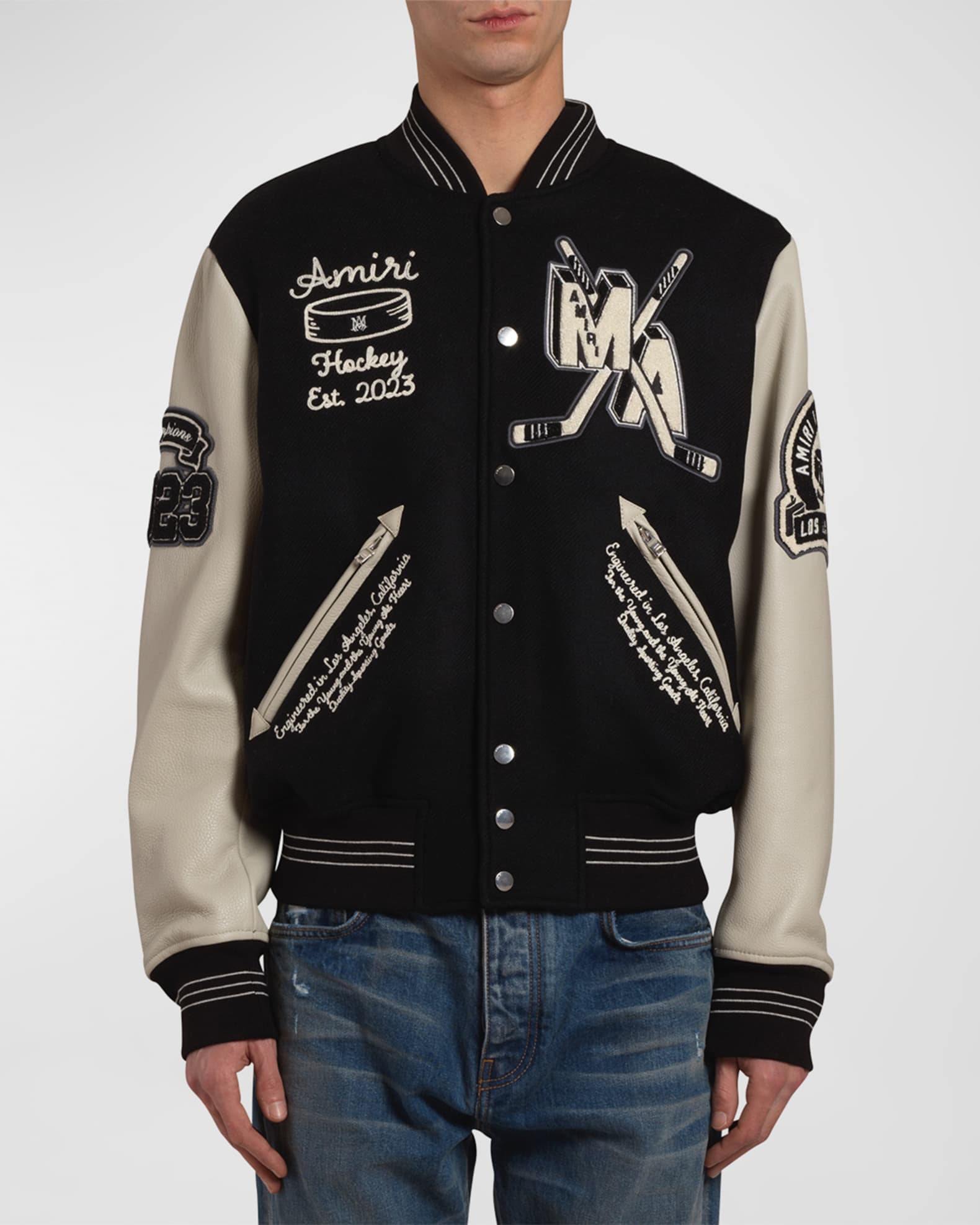 Chains Camo Varsity Jacket Luxury - Black - Size: 50 - Men - Louis