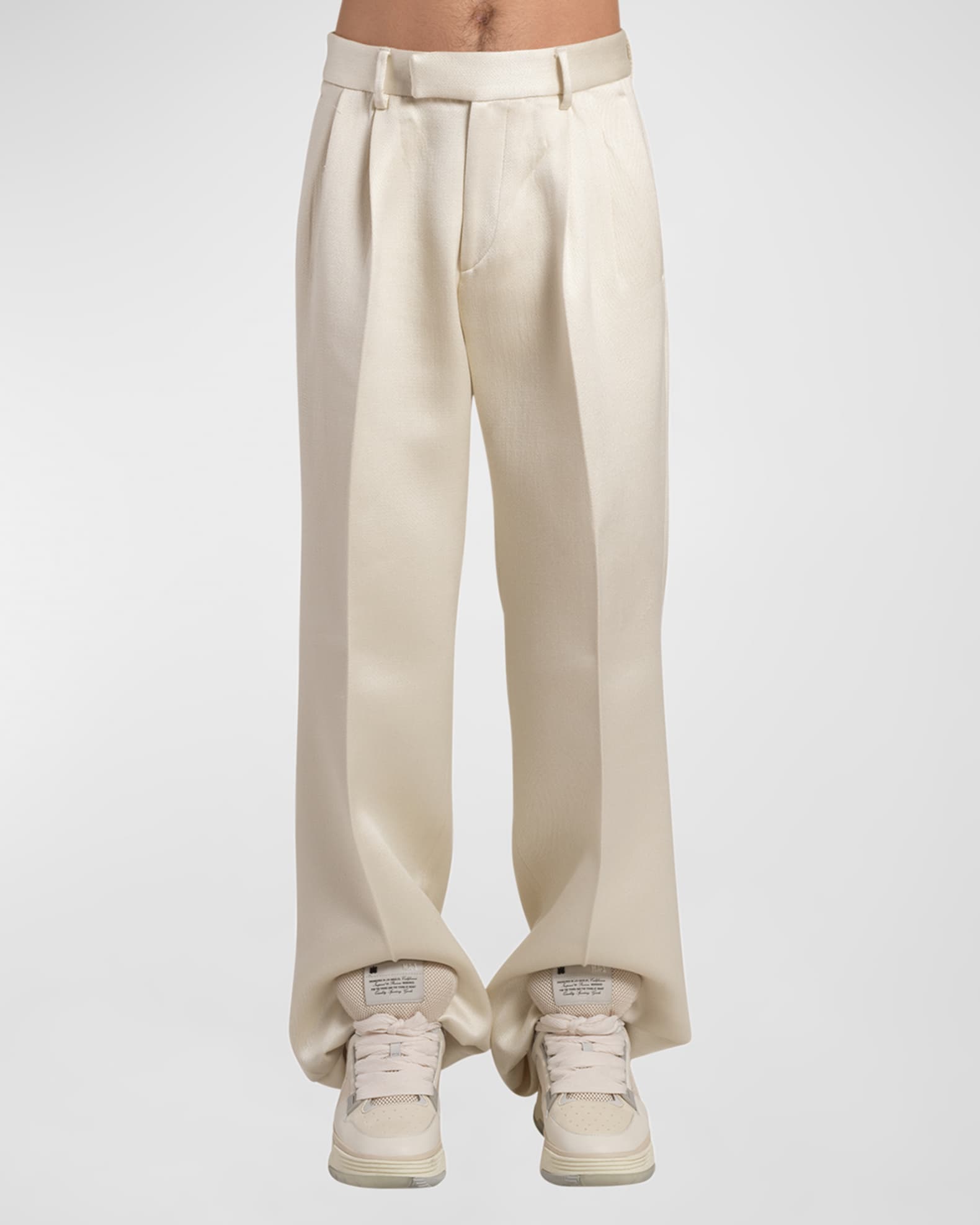 Amiri Men's Pleated Wool-Silk Pants | Neiman Marcus