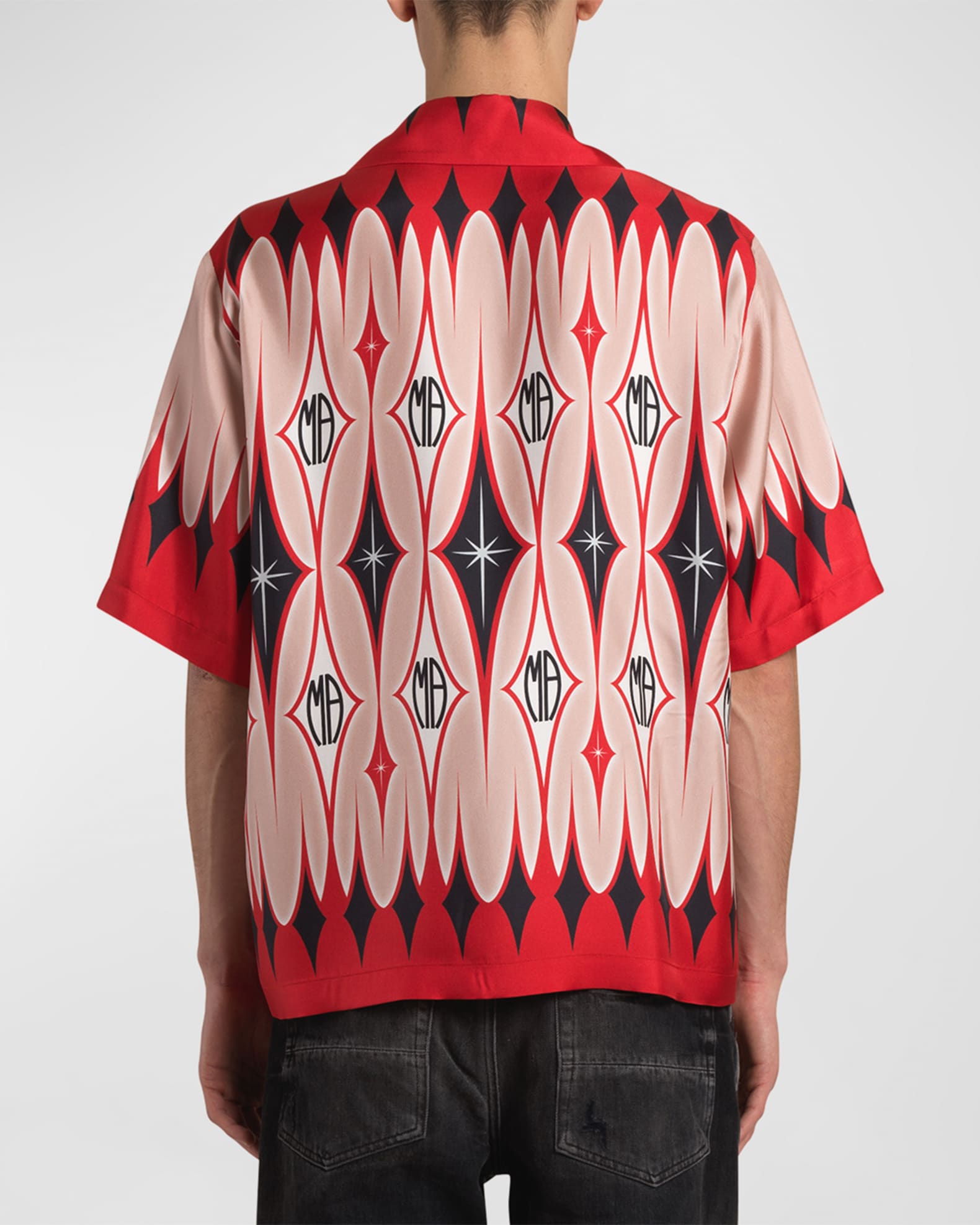 Balmain monogram-print short-sleeve shirt - Red