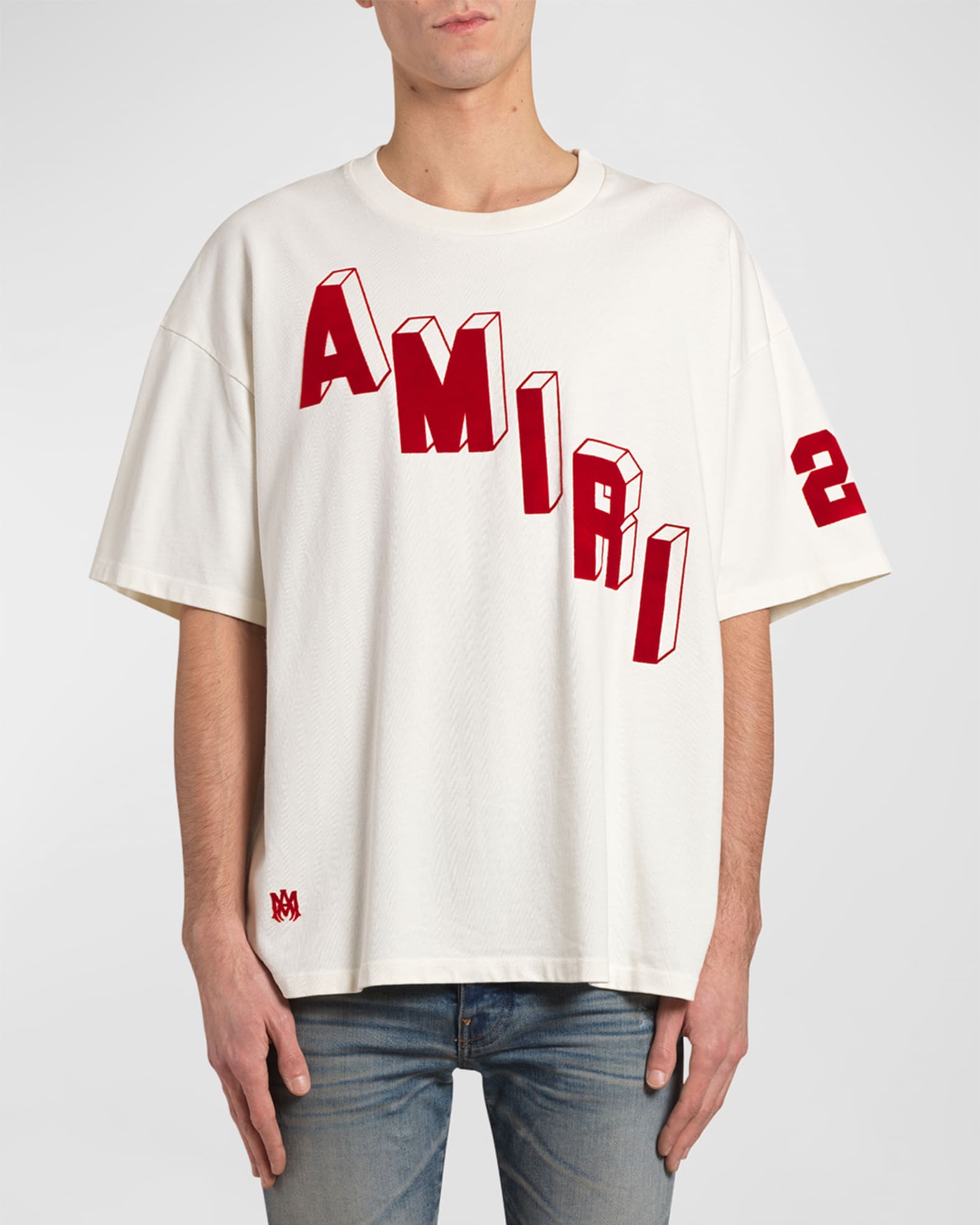 Amiri Crew Neck Short Sleeve T-Shirt - Red T-Shirts, Clothing