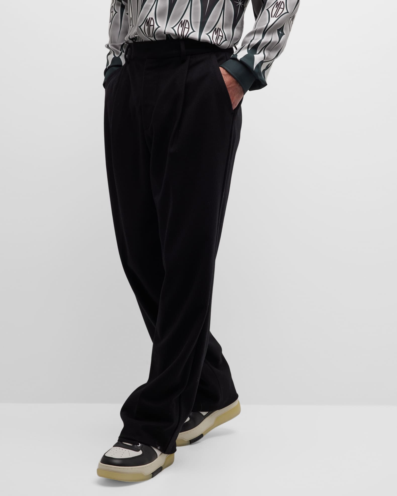 Amiri Men's Double-Pleat Shiny Dress Pants | Neiman Marcus