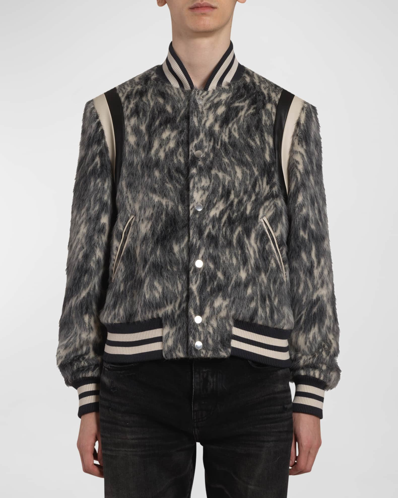 Louis Vuitton 2023 Patchwork Grey & White Varsity Jacket