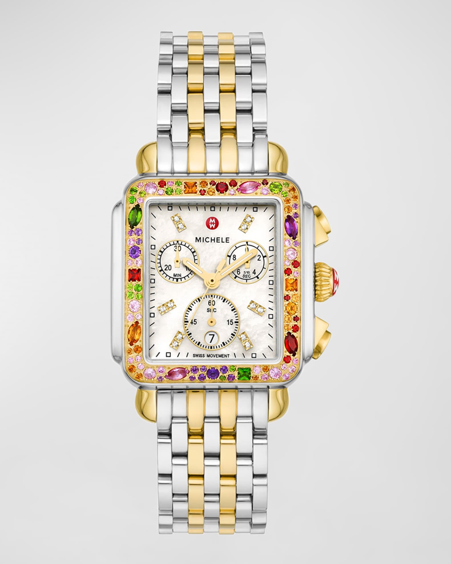 Michele deco diamond two best sale tone watch