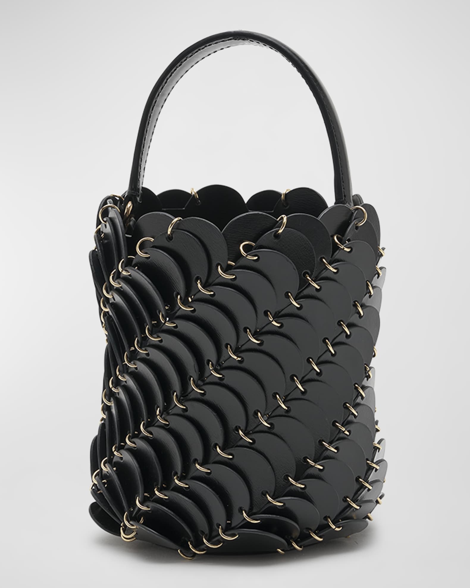 Small Disc-Link Leather Bucket Bag 0