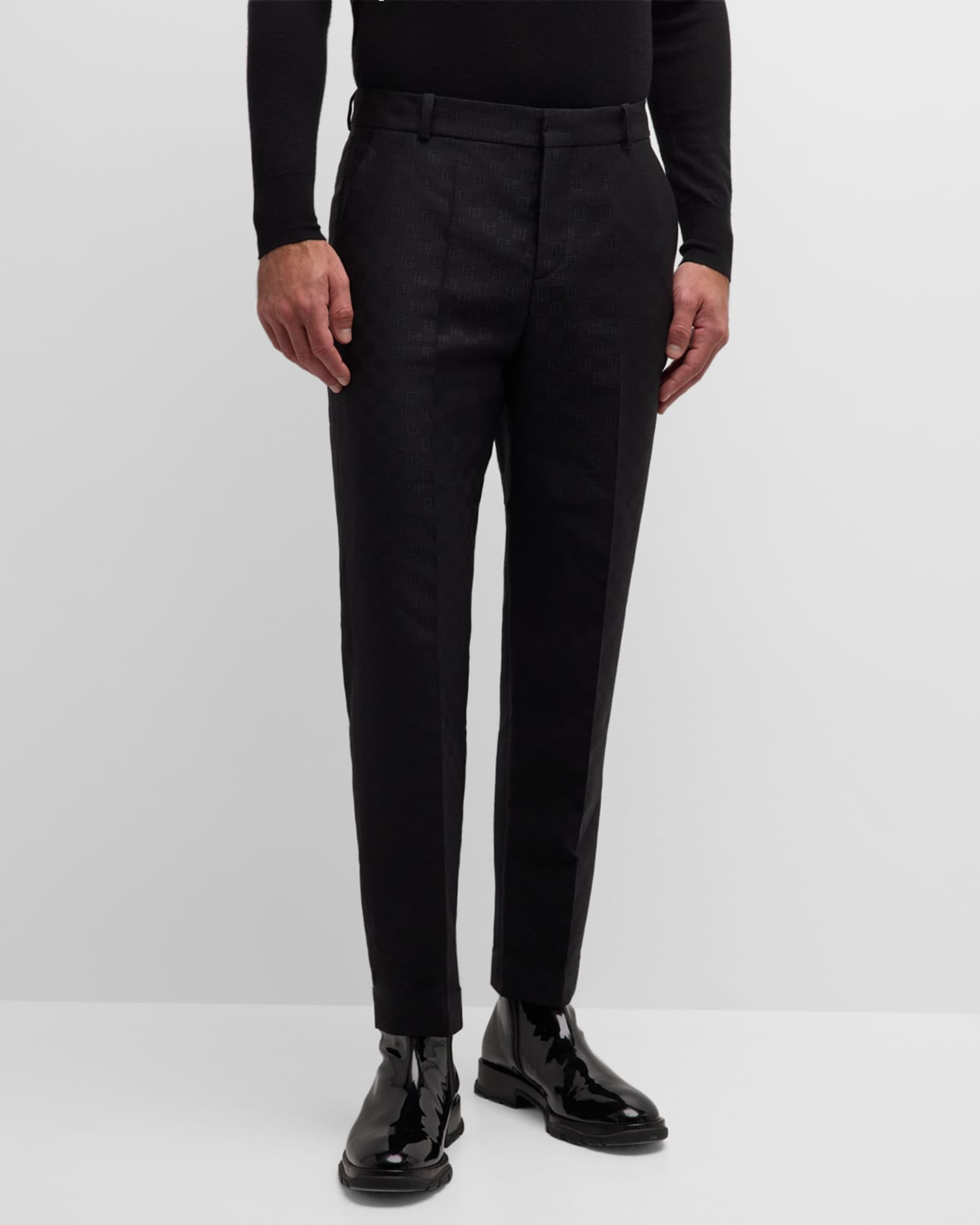 Balmain Men's Mini Monogram Jacquard Pants Neiman Marcus
