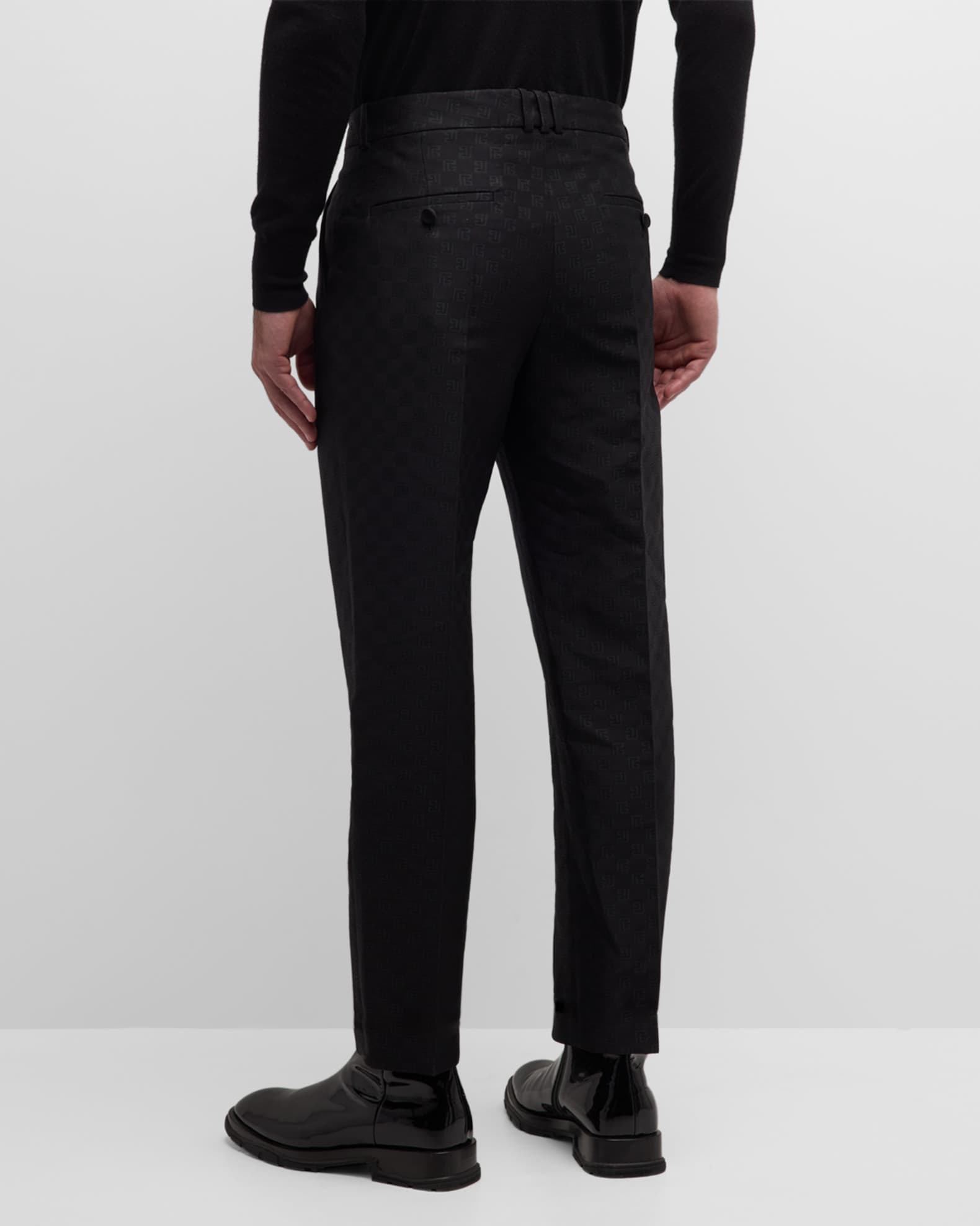 Balmain Men's Mini Monogram Jacquard Pants Neiman Marcus