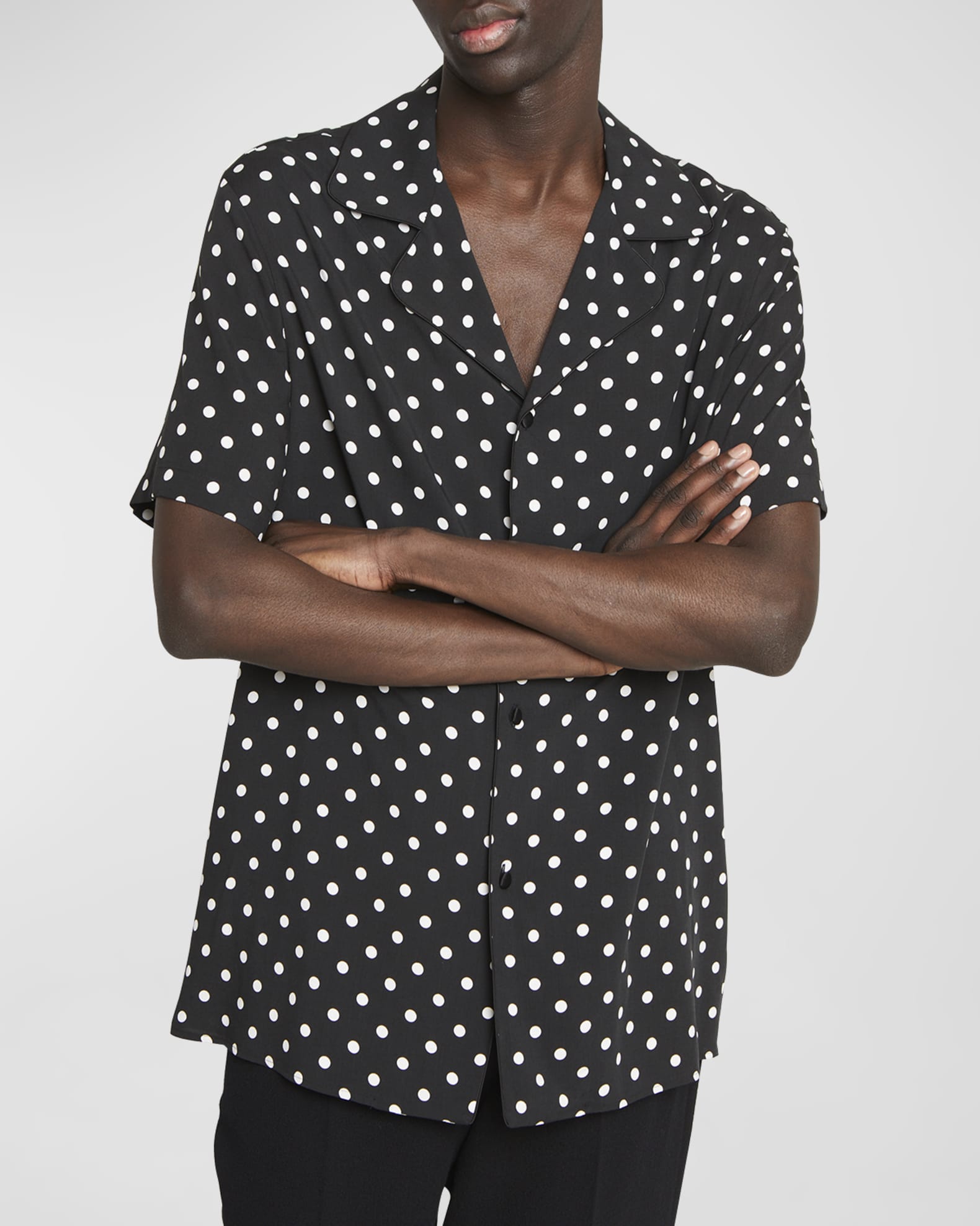 Balmain Men's Polka Dot ButtonDown Pajama Shirt Neiman Marcus