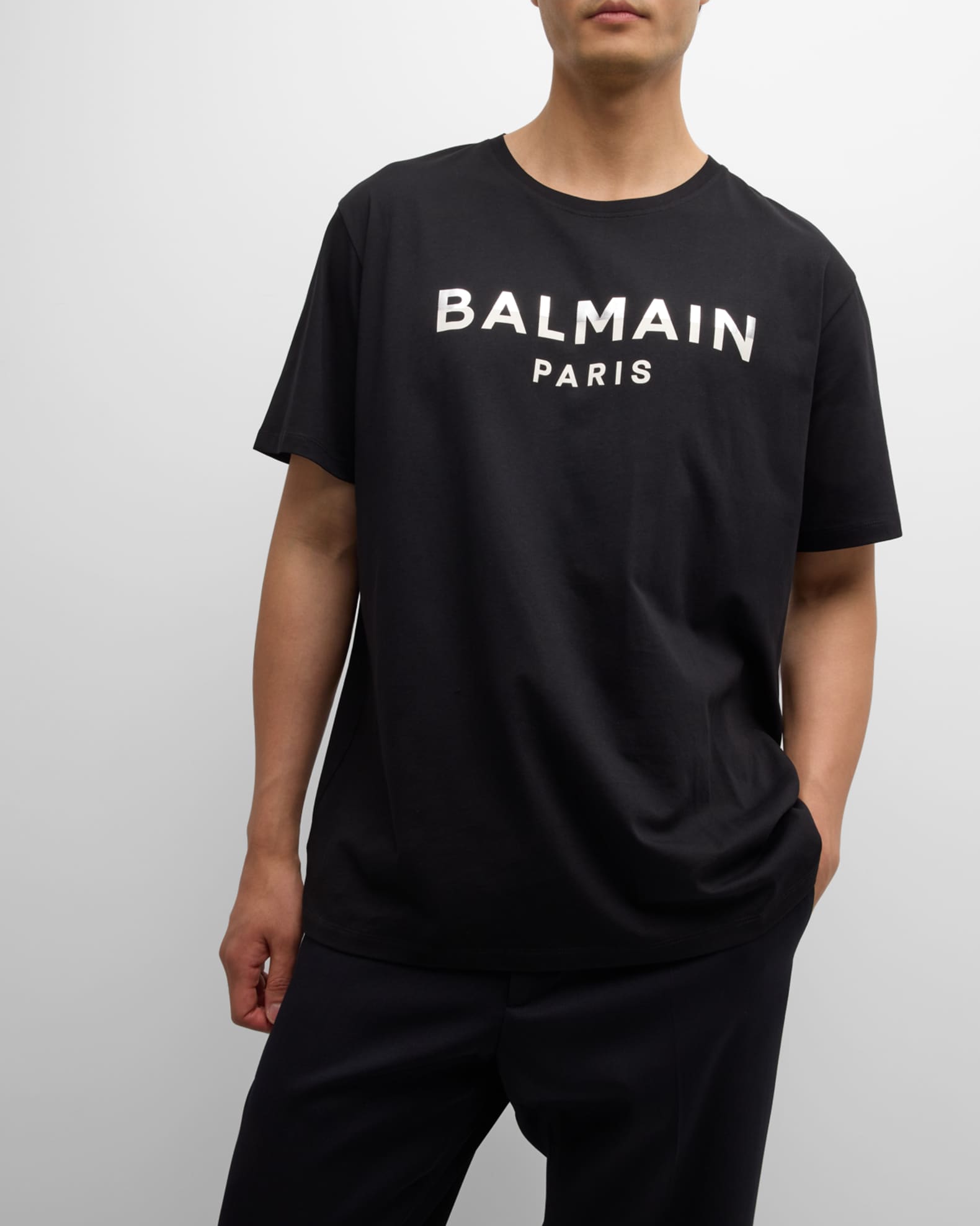 Balmain Men's Foil Logo Bulky-Fit T-Shirt | Neiman Marcus