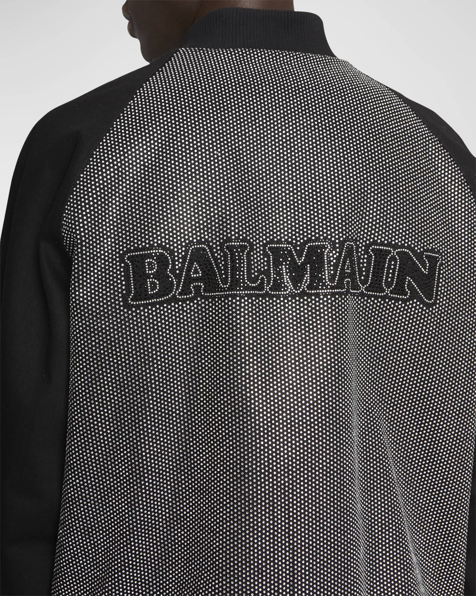 Balmain Reversible Macro Monogram Wool Bomber In Black