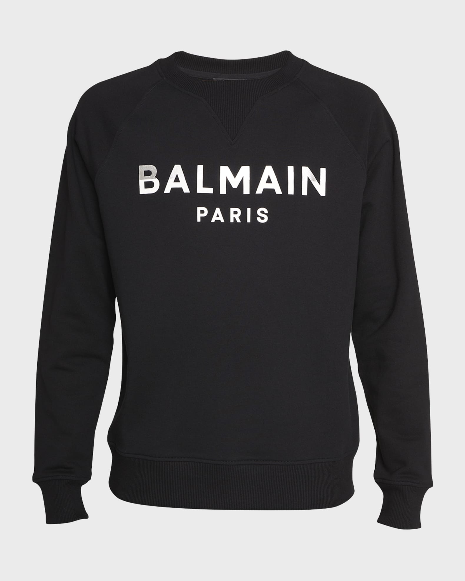 Balmain Men's Foil Logo Raglan Sweatshirt | Neiman Marcus