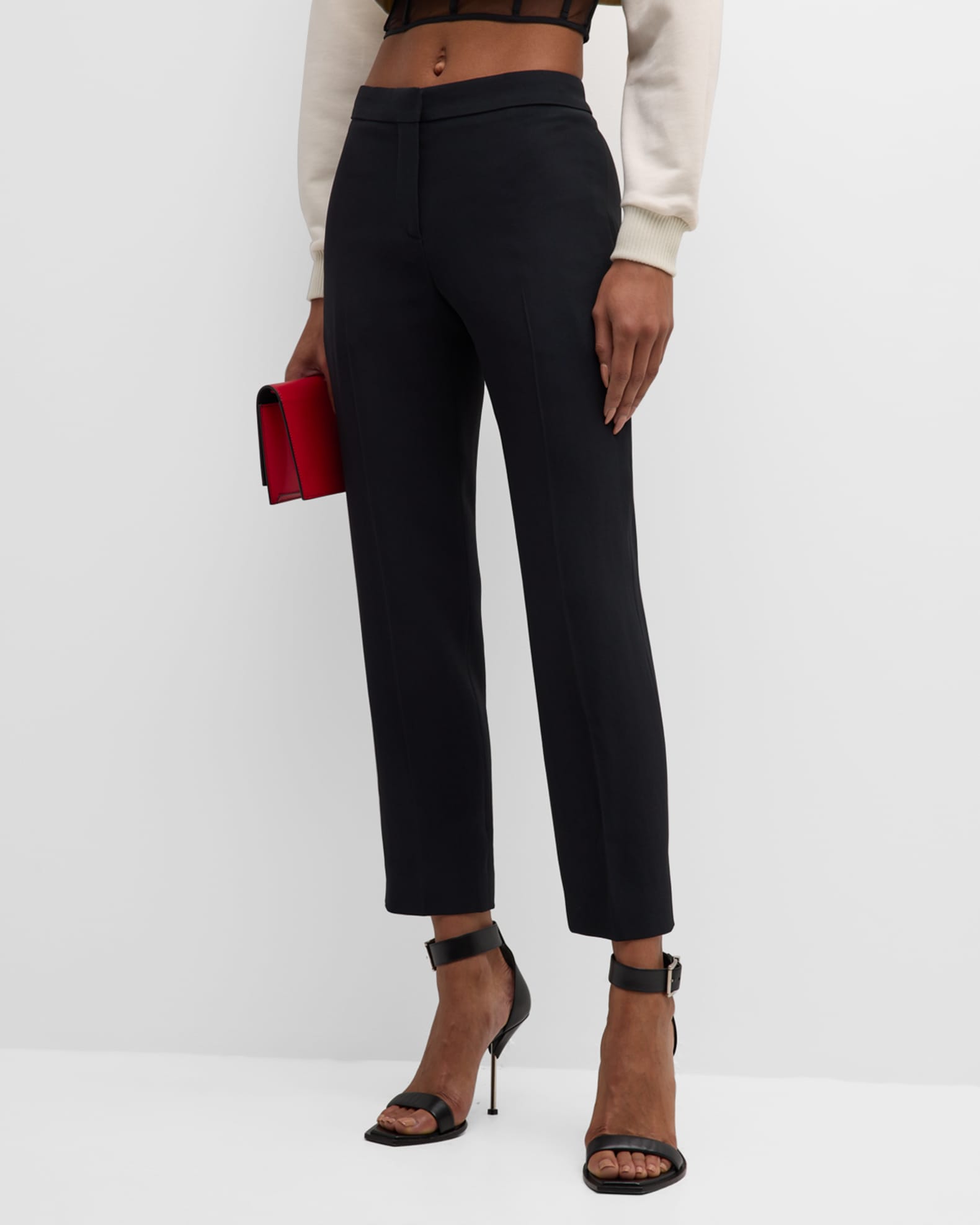 McQueen Sustainable Leaf Crepe Straight-Leg Ankle Cigarette