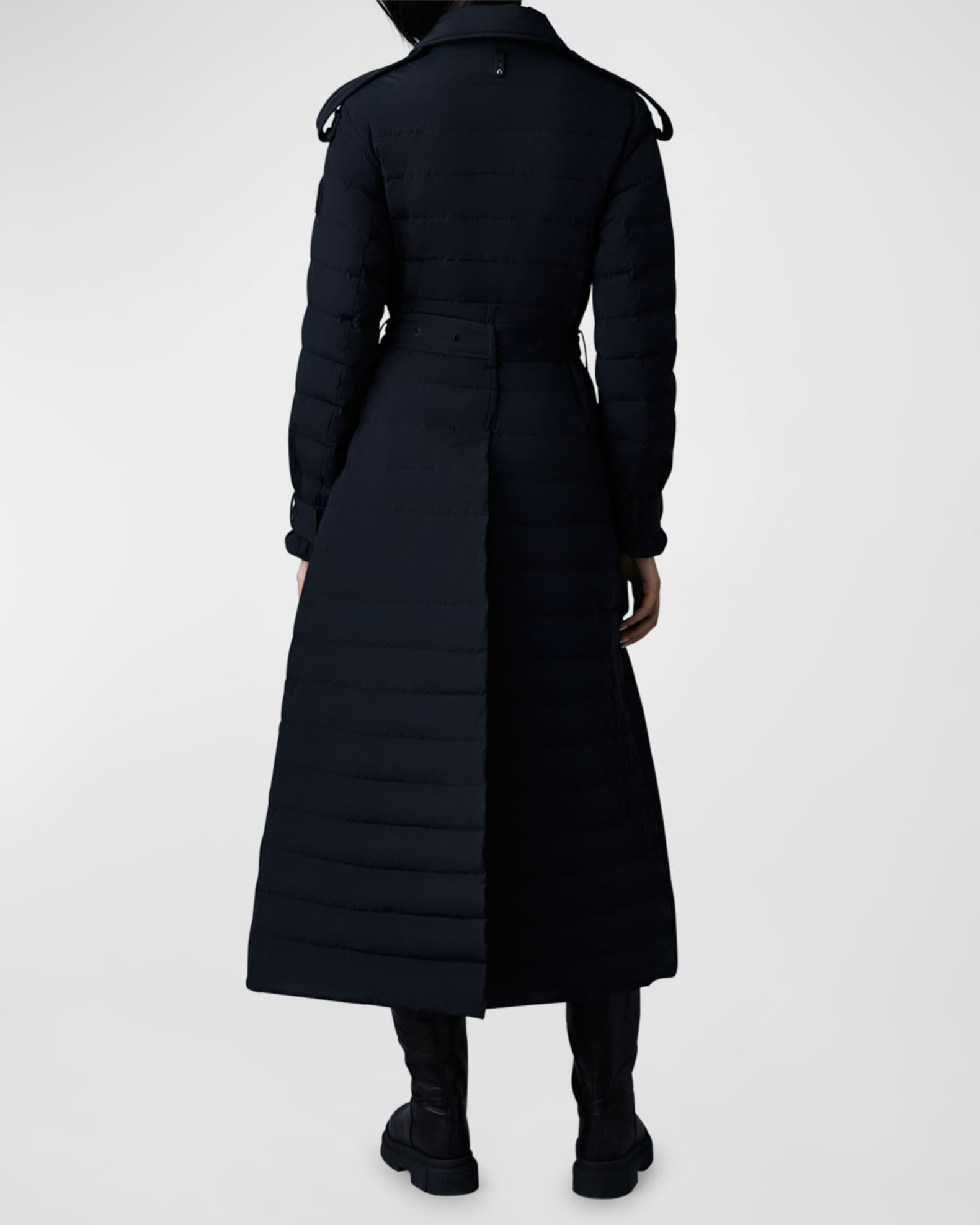 Mackage Magda Agile360 Stretch LightDown Belted Long Coat Neiman Marcus