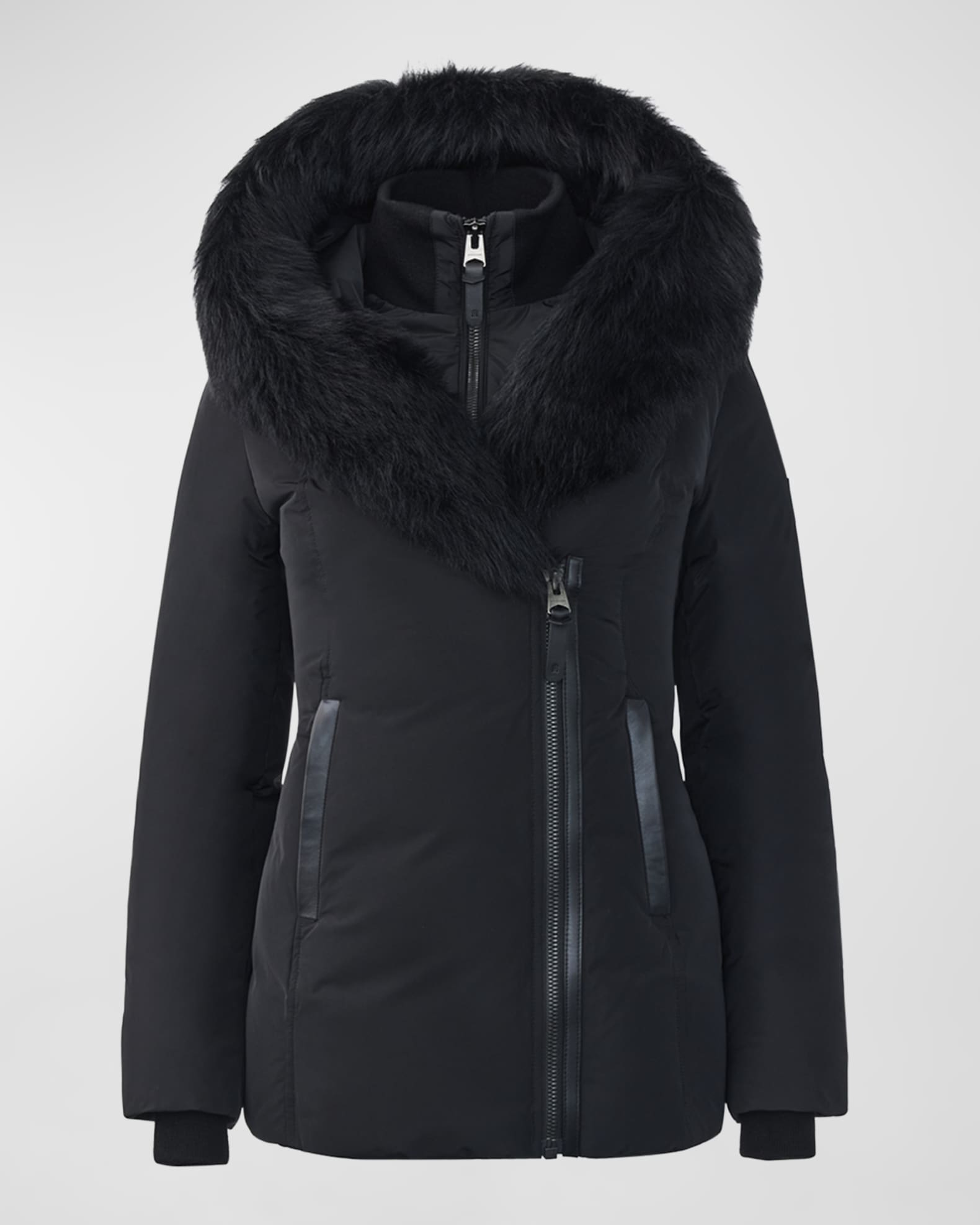 Mackage Adali Hooded Down Jacket with Shearling Collar Neiman Marcus
