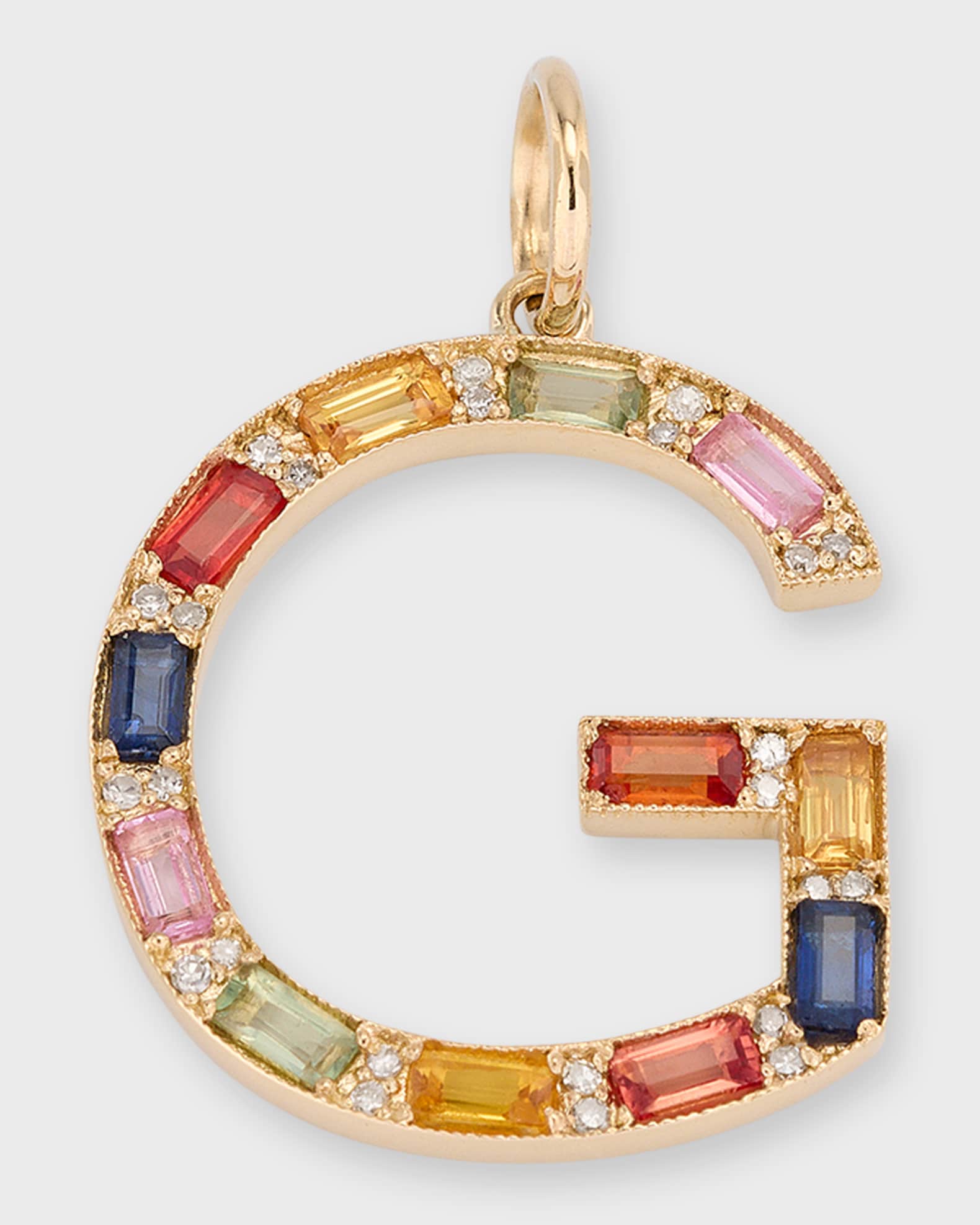 Multi-Sapphire and Diamond Initial Pendant, G 0