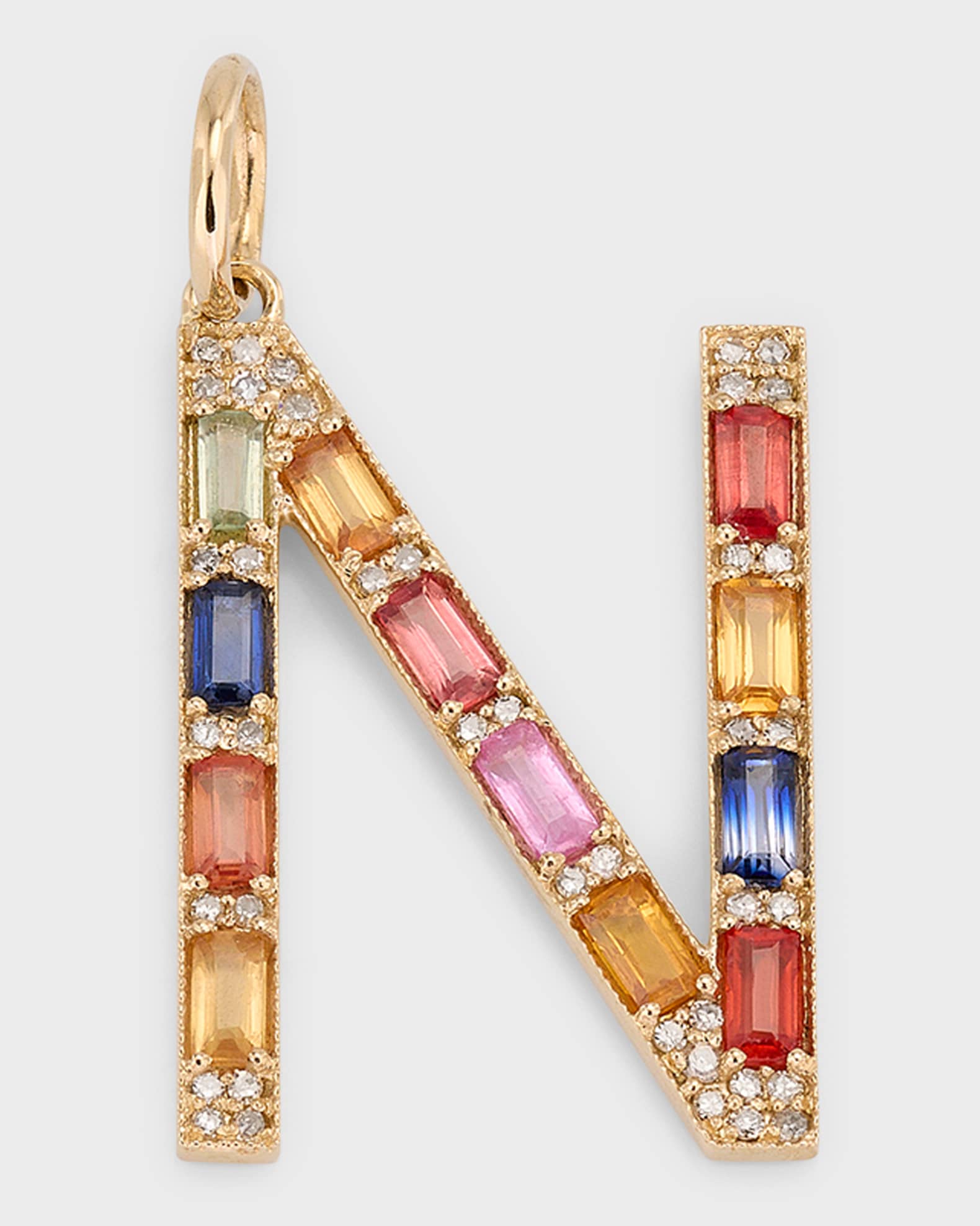 Multi-Sapphire and Diamond Initial Pendant, N 0
