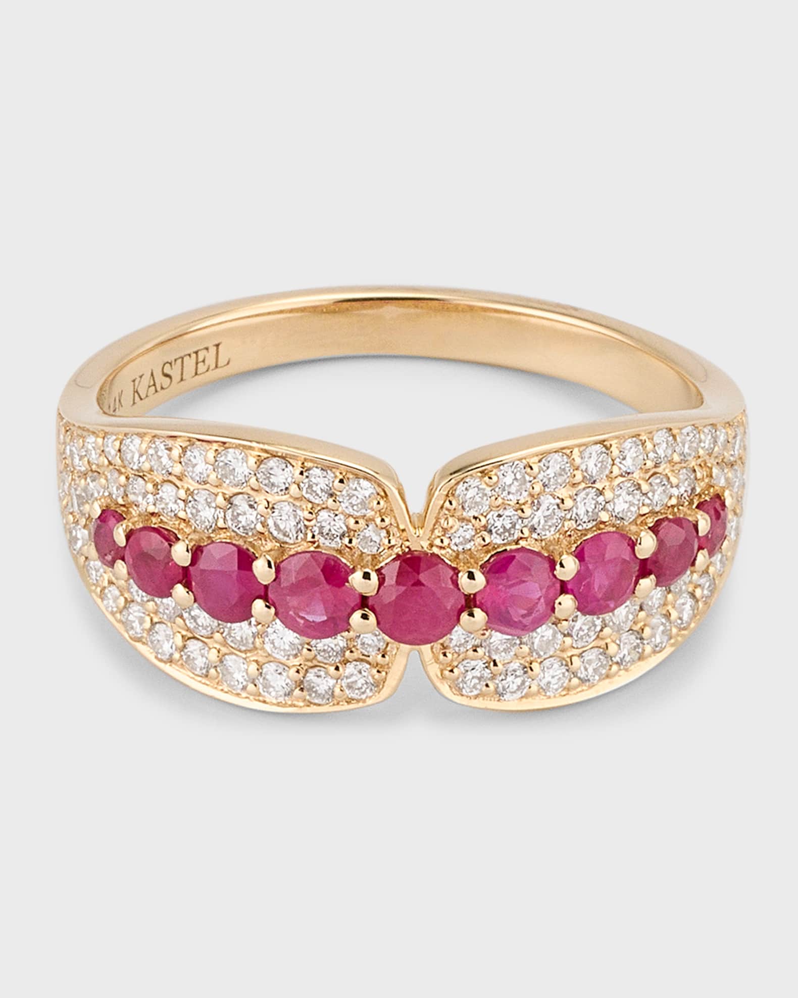 14K Albi Ruby and Diamond Band Ring, Size 7 0